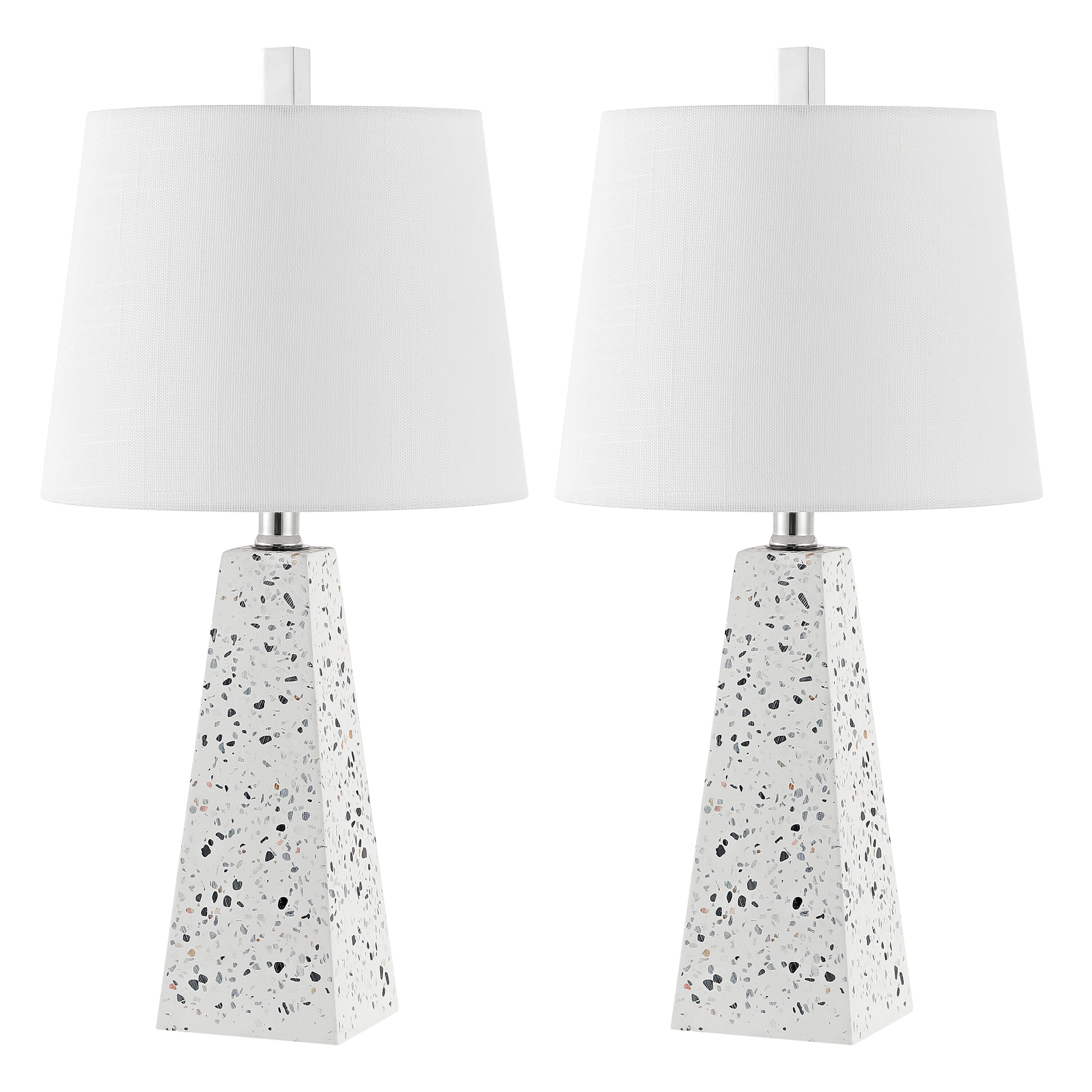 JONATHAN Y Owen Resin Contemporary 20.5-in White Terrazzo LED Rotary ...