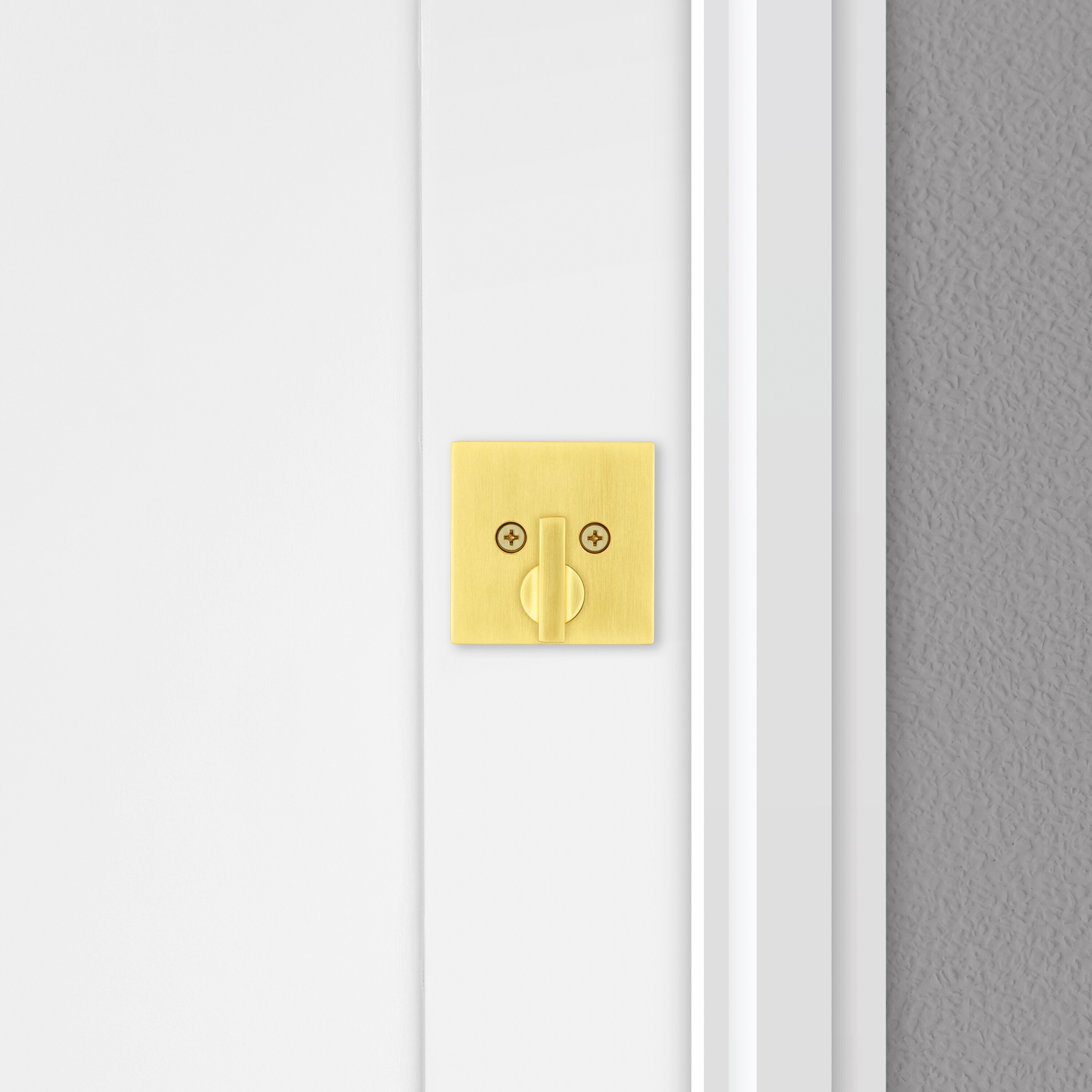 Satin Brass Square Single Cylinder Deadbolt Lock