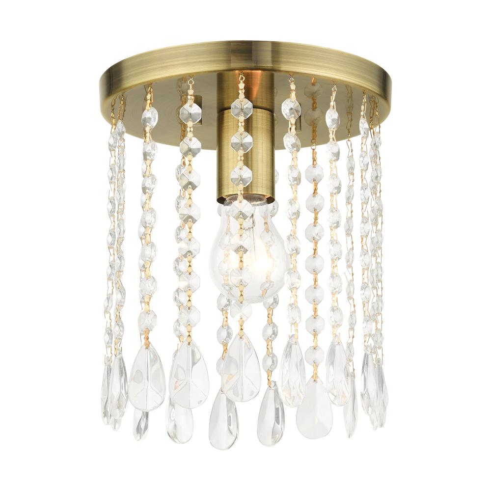 Livex Lighting 51066-01 Elizabeth 1 -Light 8-in Antique Brass Flush Mount Light
