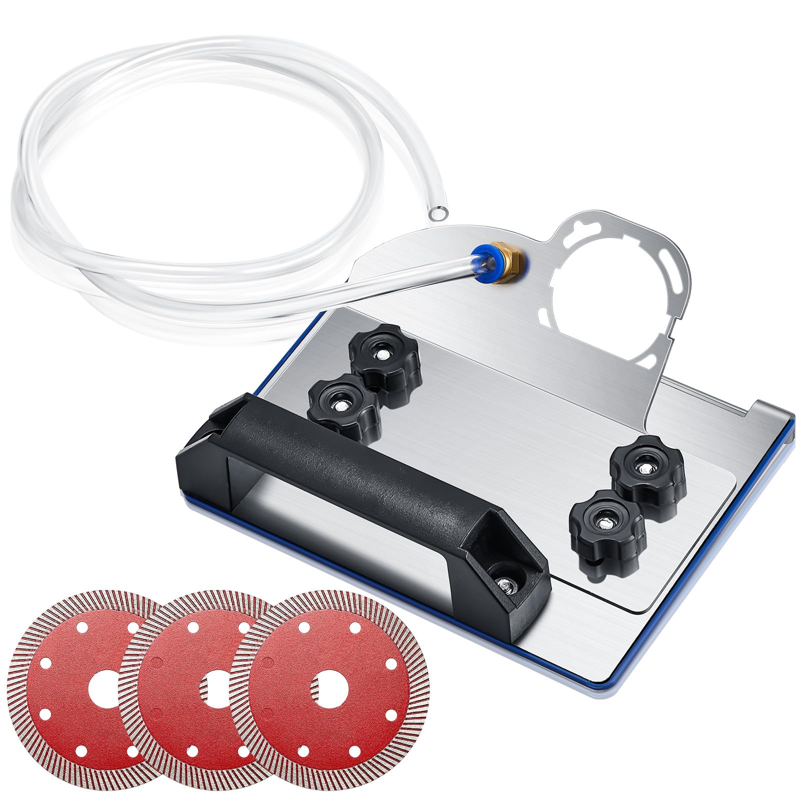 CYIKE  3 Blades Angle Grinder Stand for Tile 45 Degree Chamfer Cutting with Water Hose and Angle Bracket for 100 Type Grinder Holder