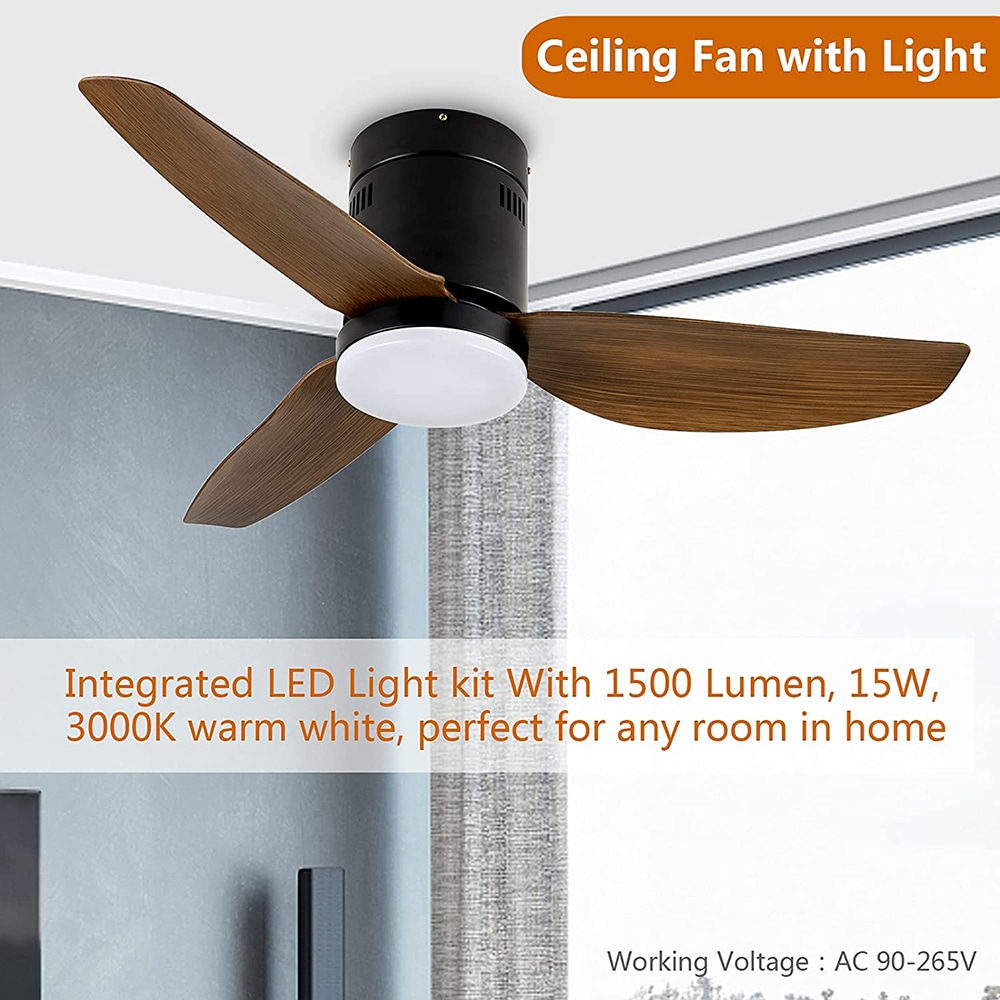 Sunrinx 40-in Black-Brown Indoor Propeller Ceiling Fan with Light and ...