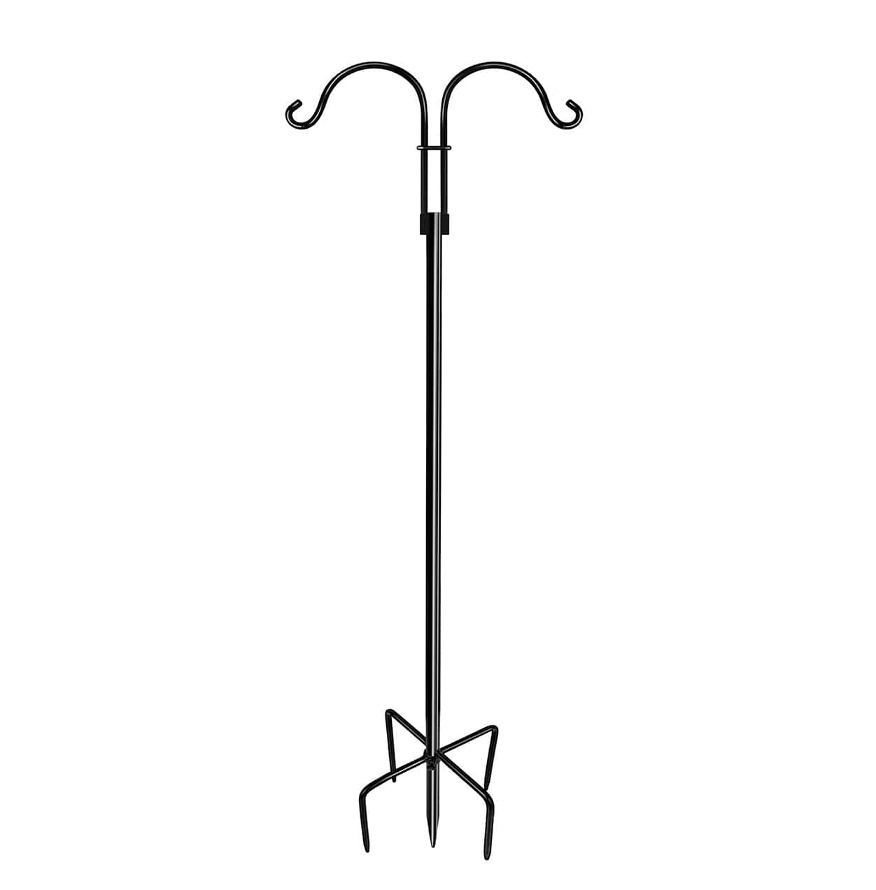 Aoibox  Double Shepherds Hooks 1 Pack 76 Inch Adjustable Heavy Duty Bird Feeder Pole with 5 Prong Base for Hanging Plant Baskets Hummingbird Feeders Outdoor