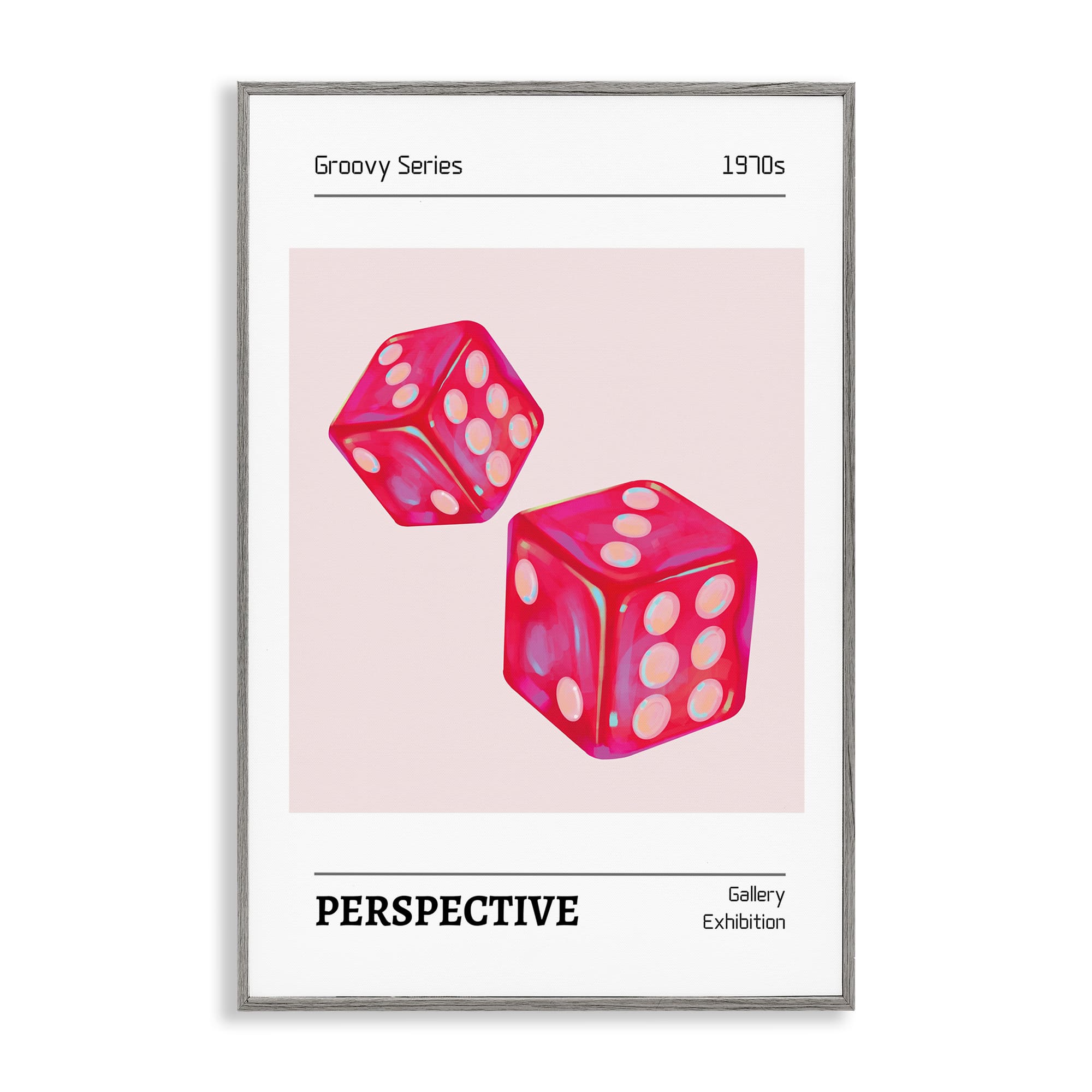 Stupell Industries BT-662-GFF-20X30 Pink Dice Pair Gray Framed Giclee Art By LSR Design Studio 20 x 30