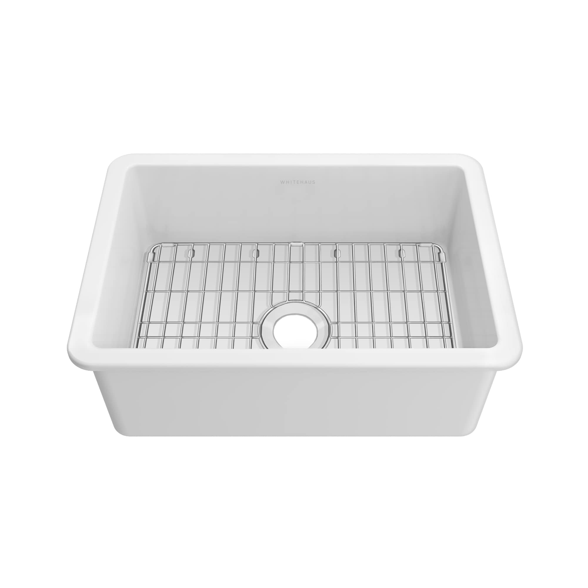 Whitehaus Collection WHUF2819 Undermount or Drop-in Fireclay Kitchen Sinks with Stainless Steel Grid Included