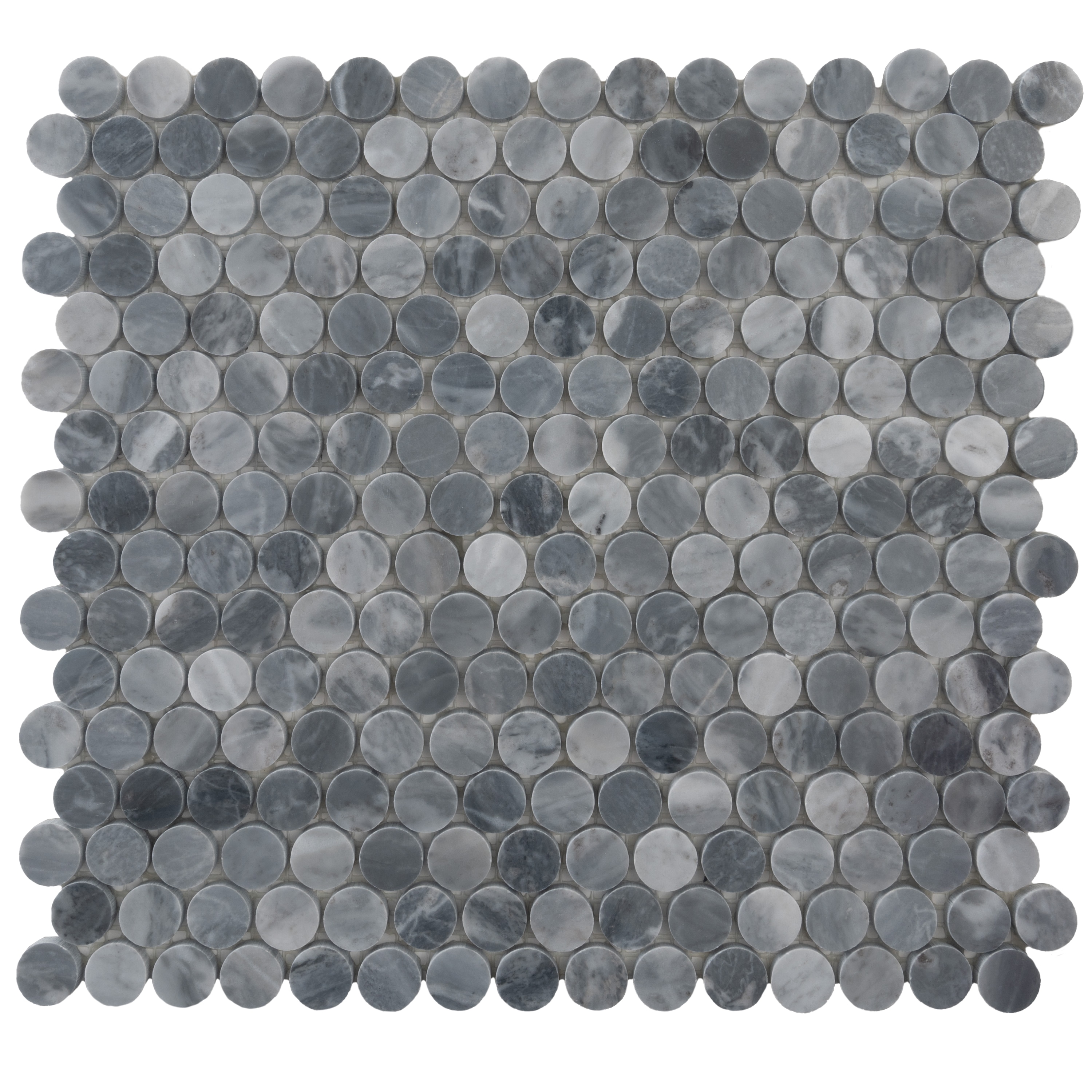 Apollo Tile APLSE88P02PA Indigo Gray 11-in x 12-in Polished Natural stone Patterned Penny round Mosaic Floor and Wall Tile ( 4.82-sq ft Carton
