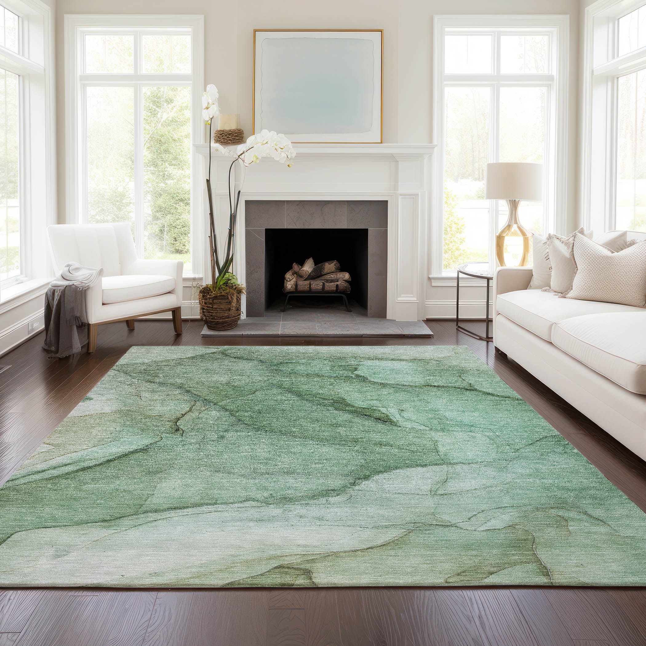 Addison Rugs ACN607GE8X10 Chantille ACN607GE 8 x 10 (ft) Polyester Green Rectangular Indoor/Outdoor Abstract Machine washable Area rug