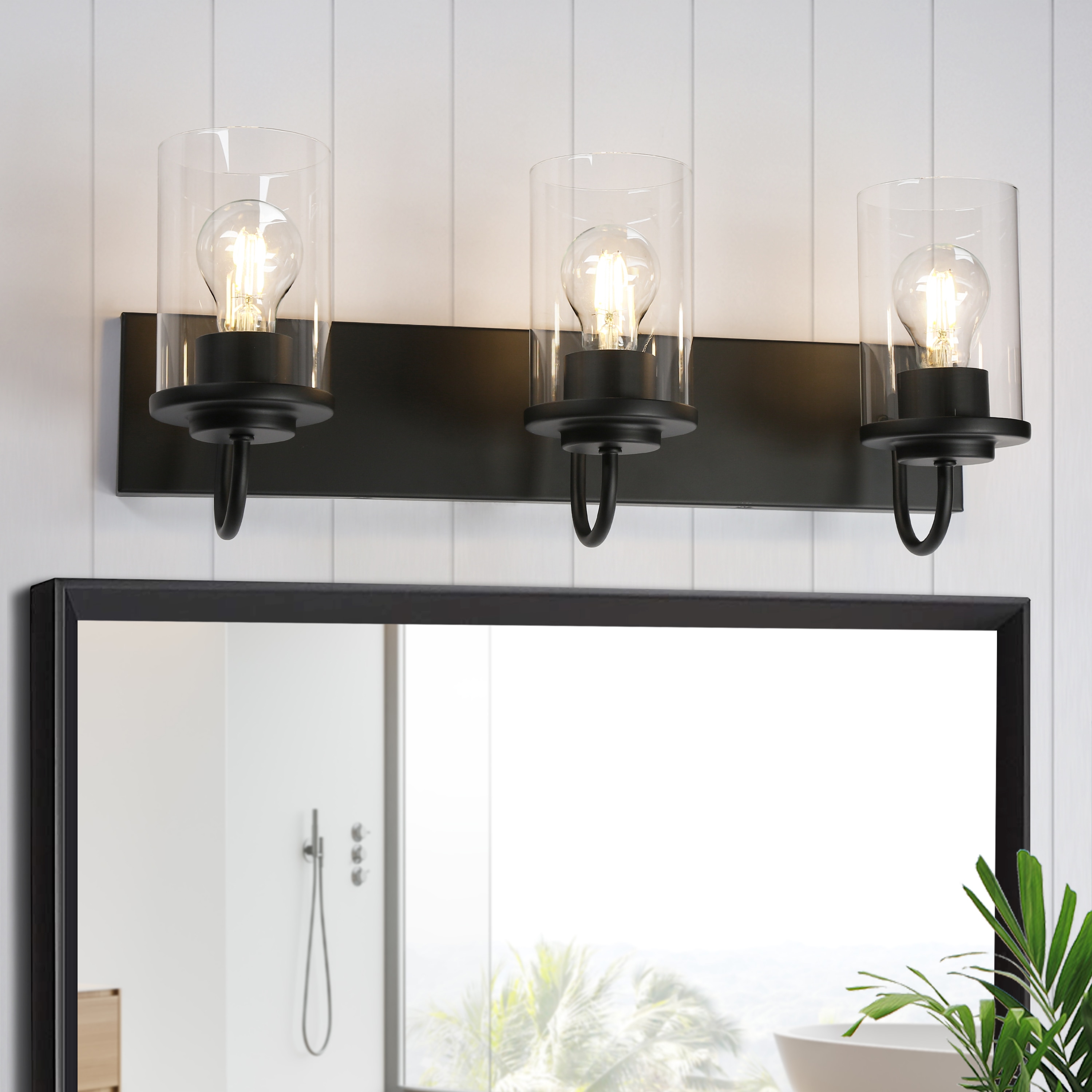 LNC BBVBJBLWS514899 Clytaemnestric 21.7-in 3 -Light Matte Black Farmhouse Vanity light bar