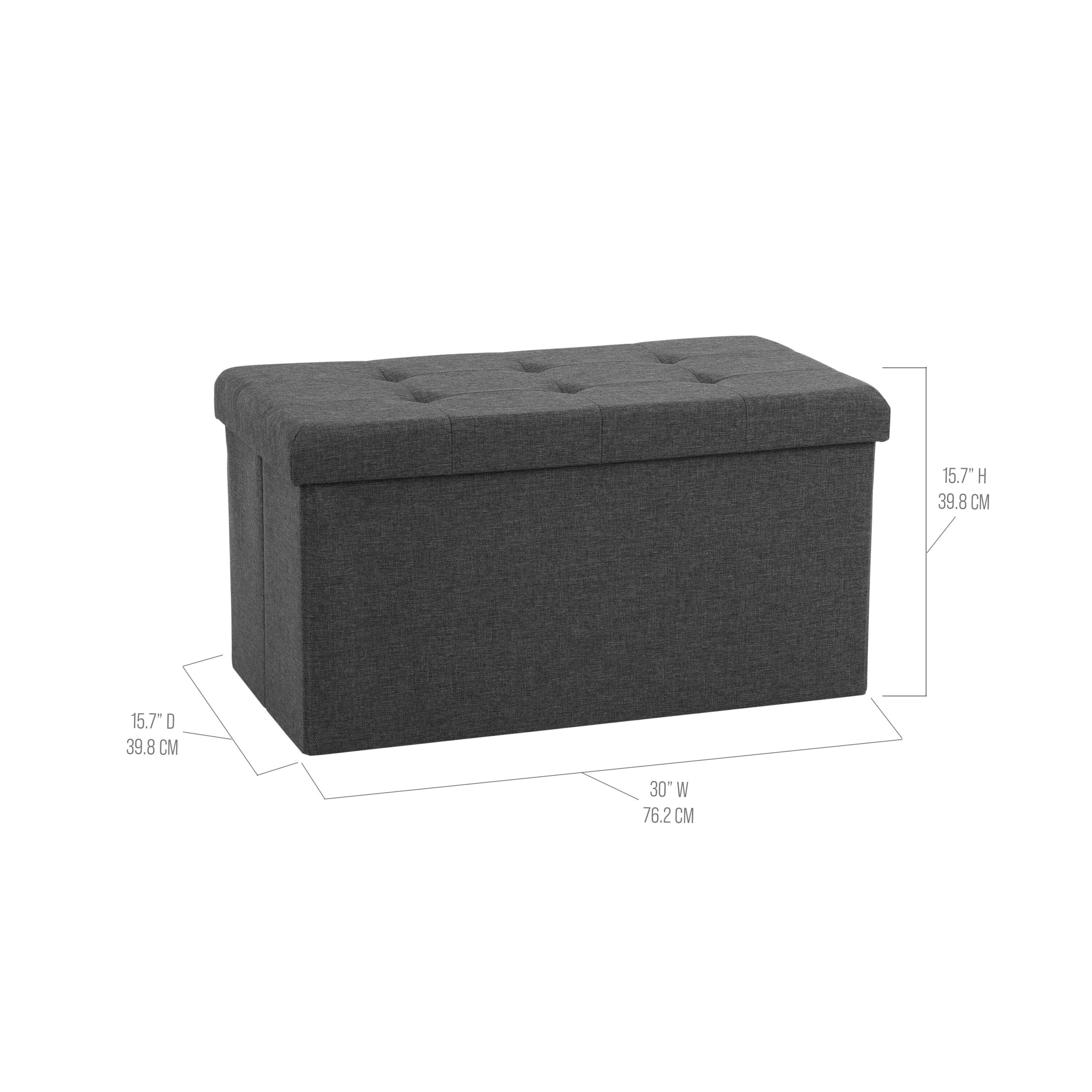 Charcoal Gray Tufted Storage Bench Ottoman with Cushioned Lid
