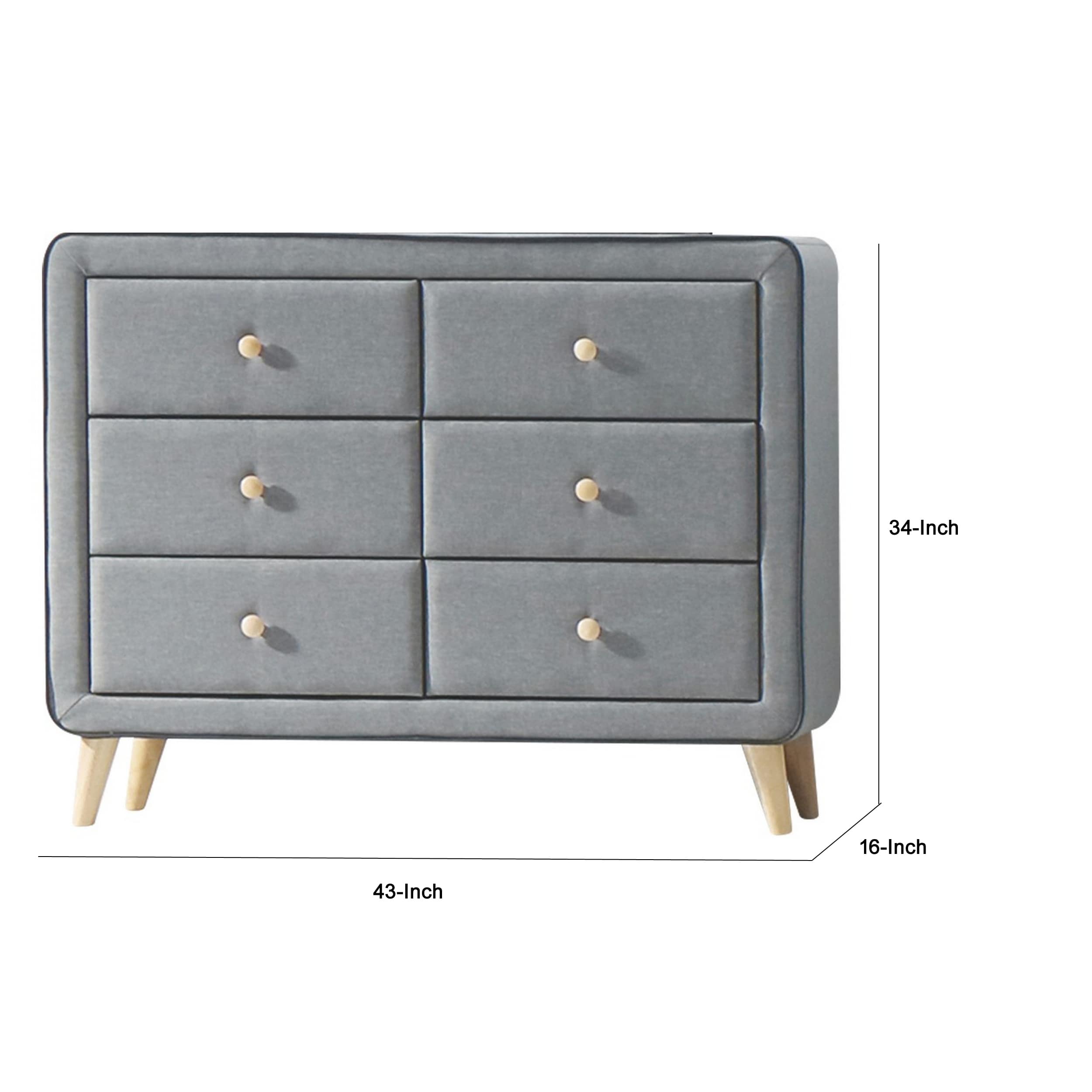 Benzara Contemporary Gray 6 Drawer Dresser TV Stand Modern Style