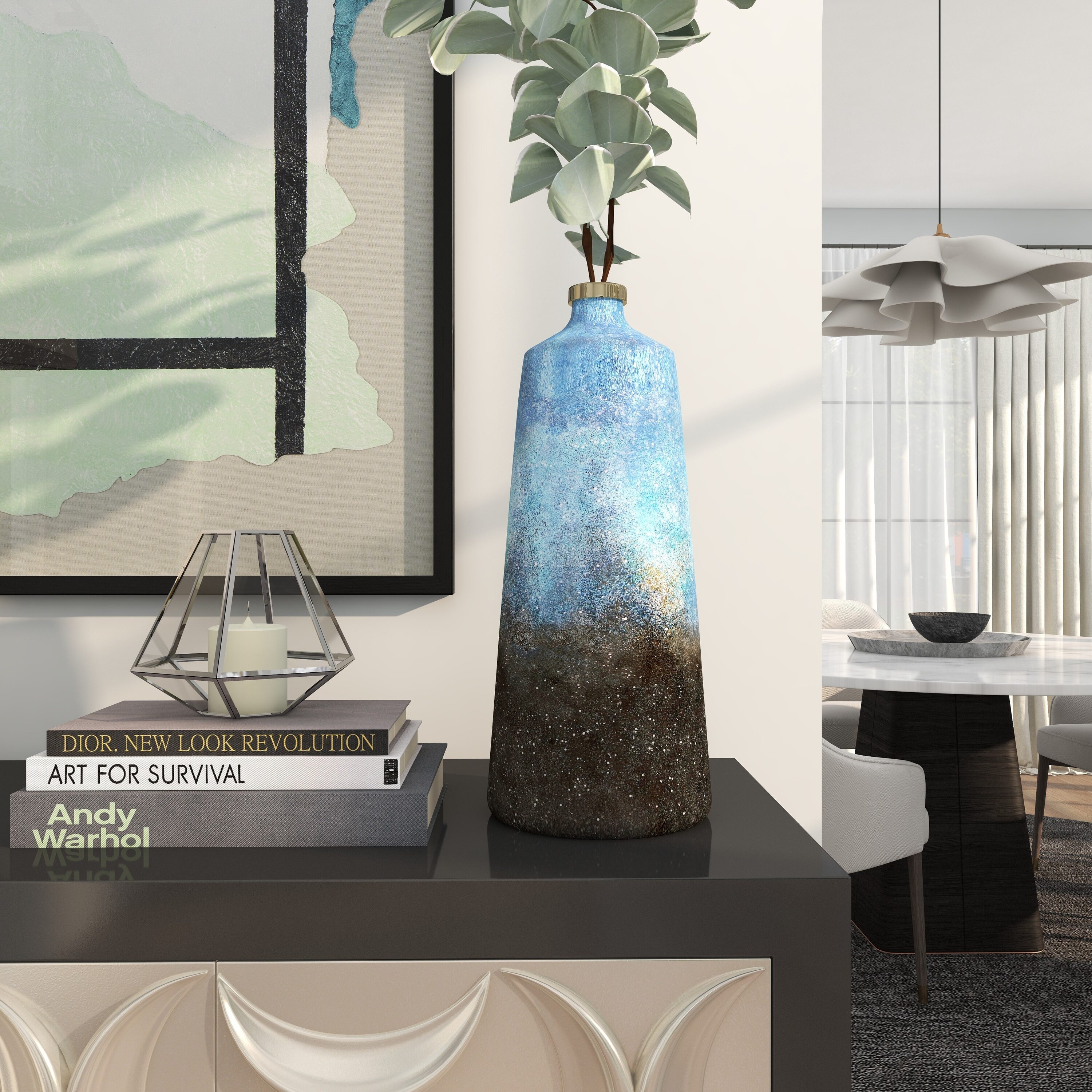 Grayson Lane 820300 Blue Glass Modern Vase