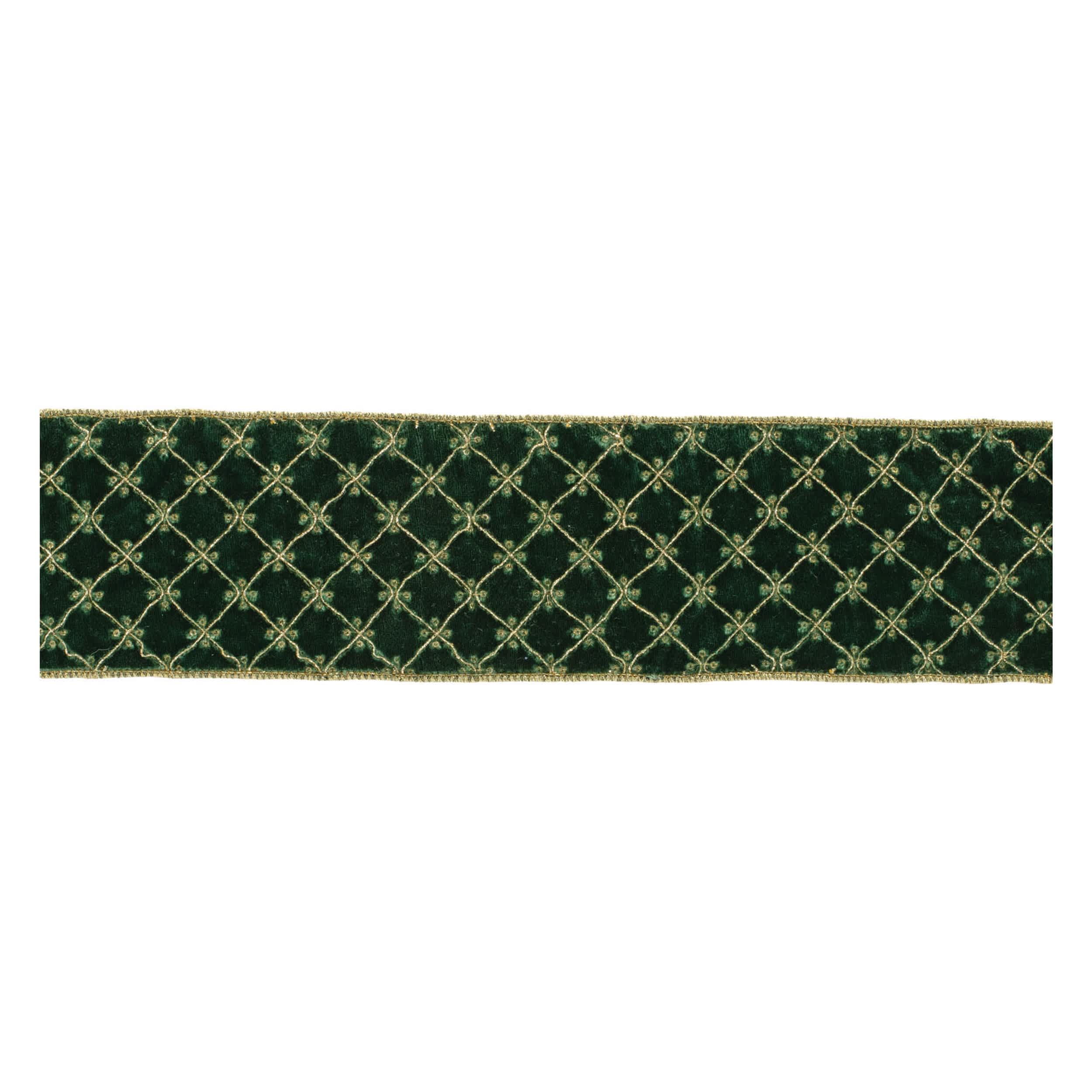 Melrose International 95751DS Ornate Diamond Pattern Wired Ribbon (Set of 2)
