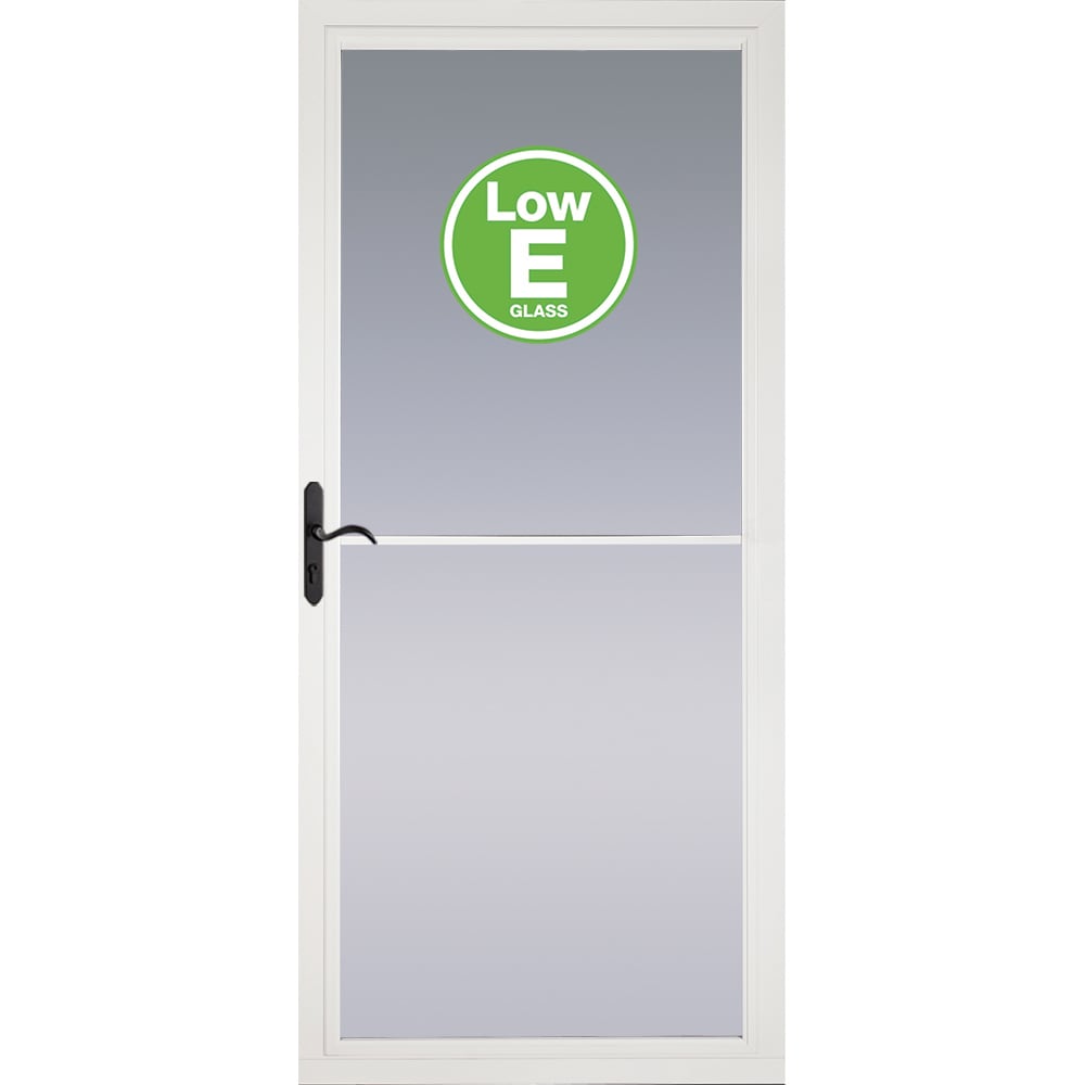 Rolscreen 36-in x 81-in White Full-view Retractable Screen Aluminum Storm Door with Matte Black Handle | - Pella 5600032E05