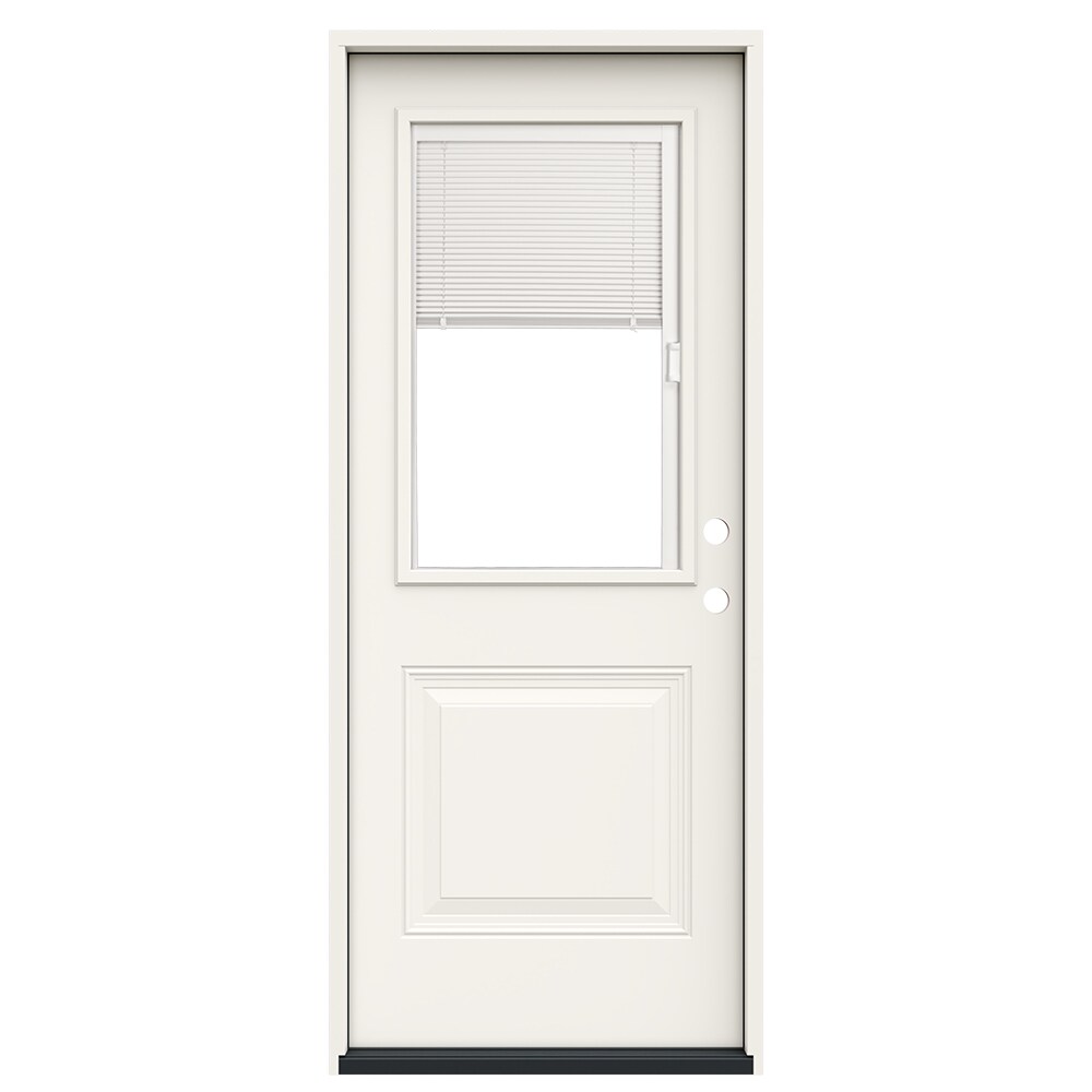 JELD-WEN 32-in x 80-in Steel Half Lite Left-Hand Outswing Primed ...