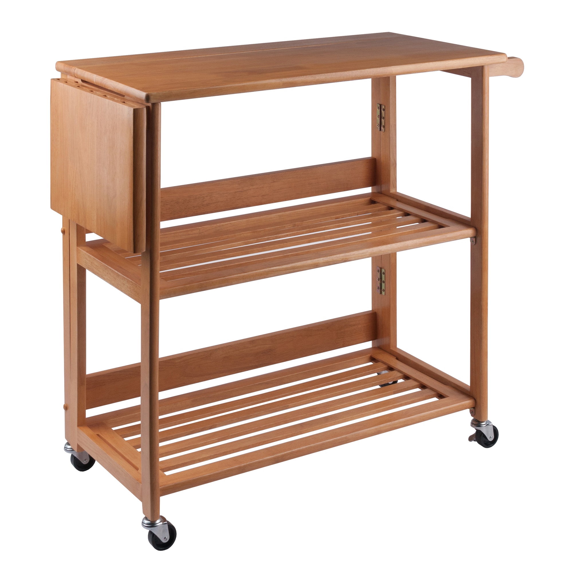TRINITY Brown Wood Base with Wood Top Rolling Kitchen Cart (20-in