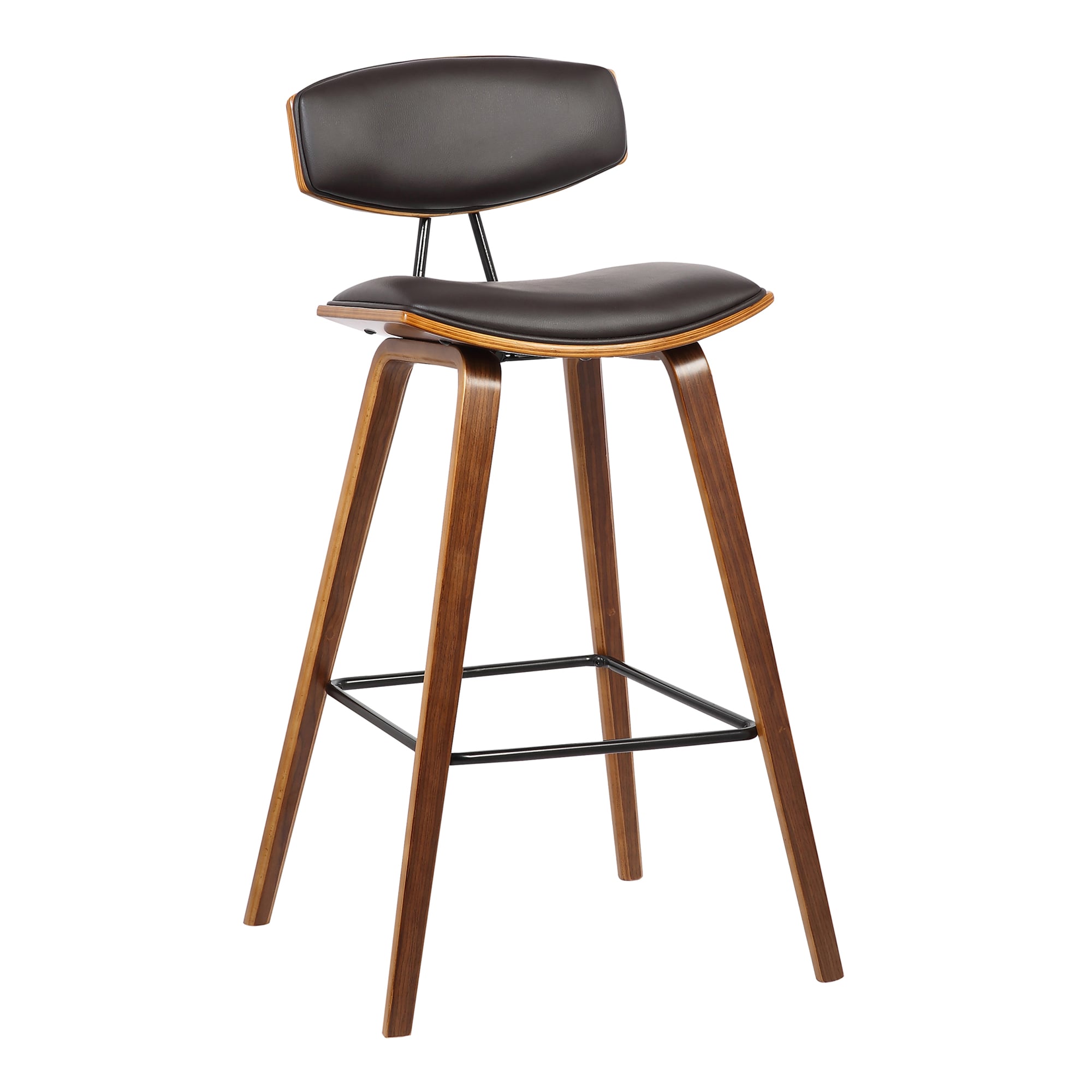 Armen Living LCFOBAWABR30 Fox Brown 28.5-in H Bar height Square seat Upholstered Wood Bar Stool and Back