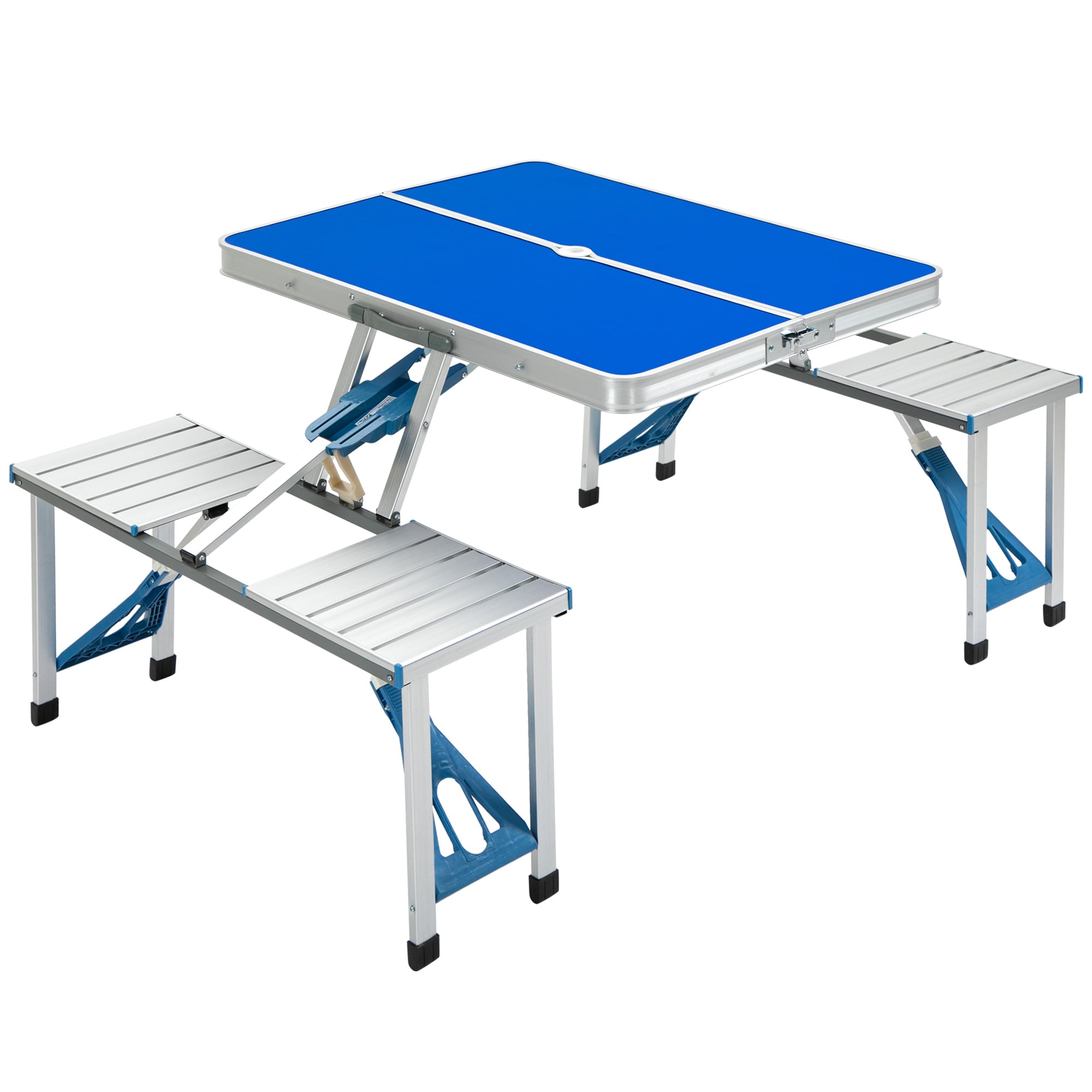 ToolCat BZ2-119-PW 33.75-in Blue Cast aluminum Rectangle Folding Picnic Table