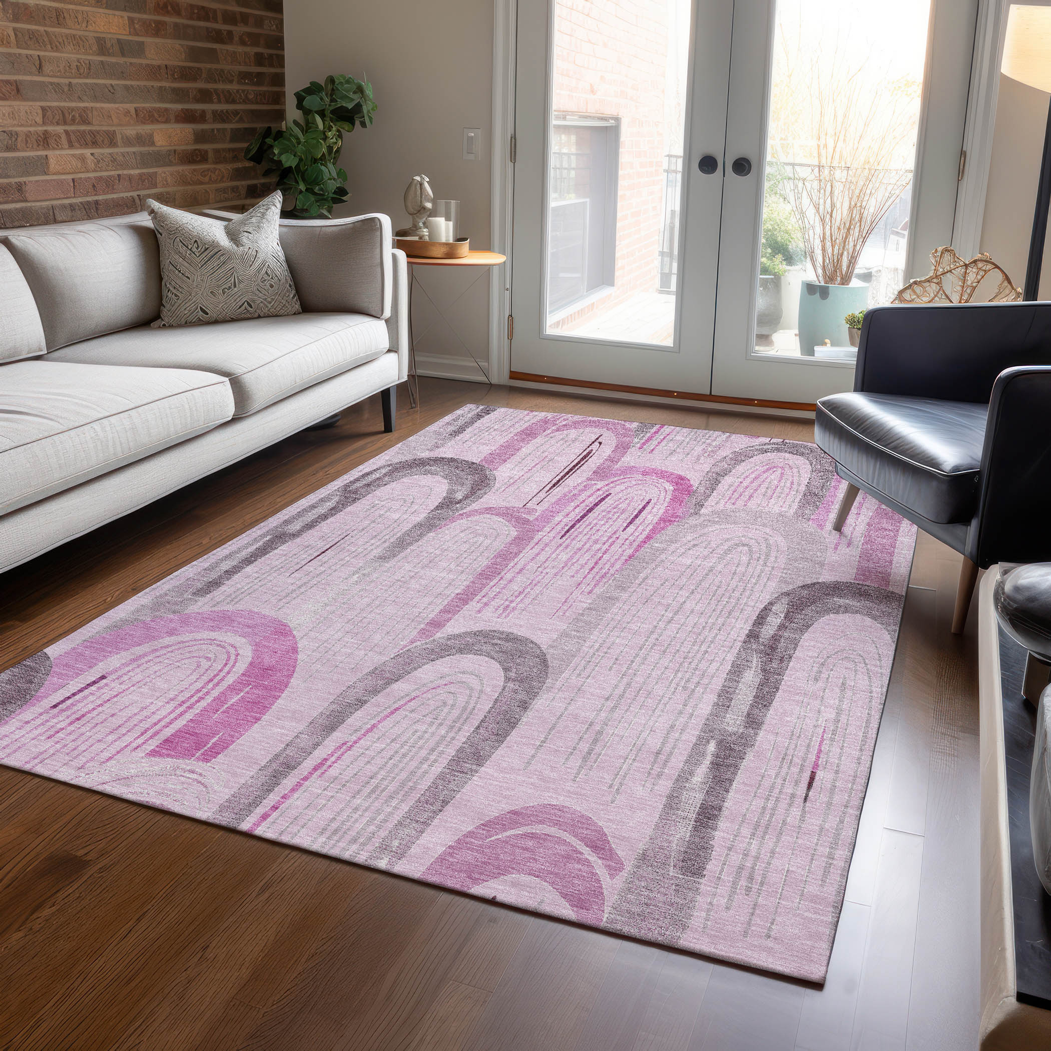 Addison Rugs ACN1592PI8X10 Chantille ACN1592PI 8 x 10 (ft) Polyester Pink Rectangular Indoor/Outdoor Geometric Machine washable Area rug