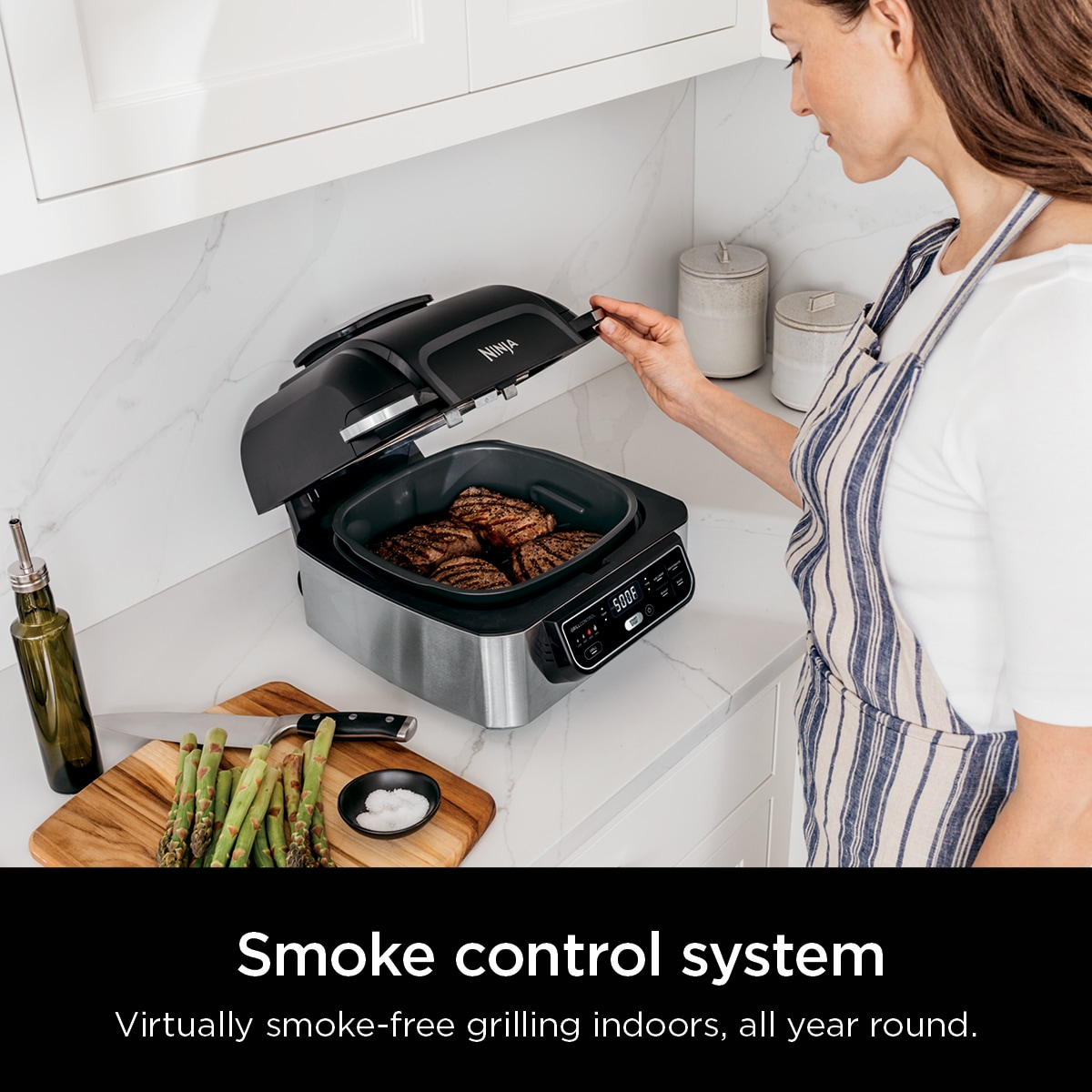 Ninja Foodi 5-in-1 Indoor Grill and Air Fryer 10-in L x 10-in W Non-stick  Residential in the Indoor Grills department at
