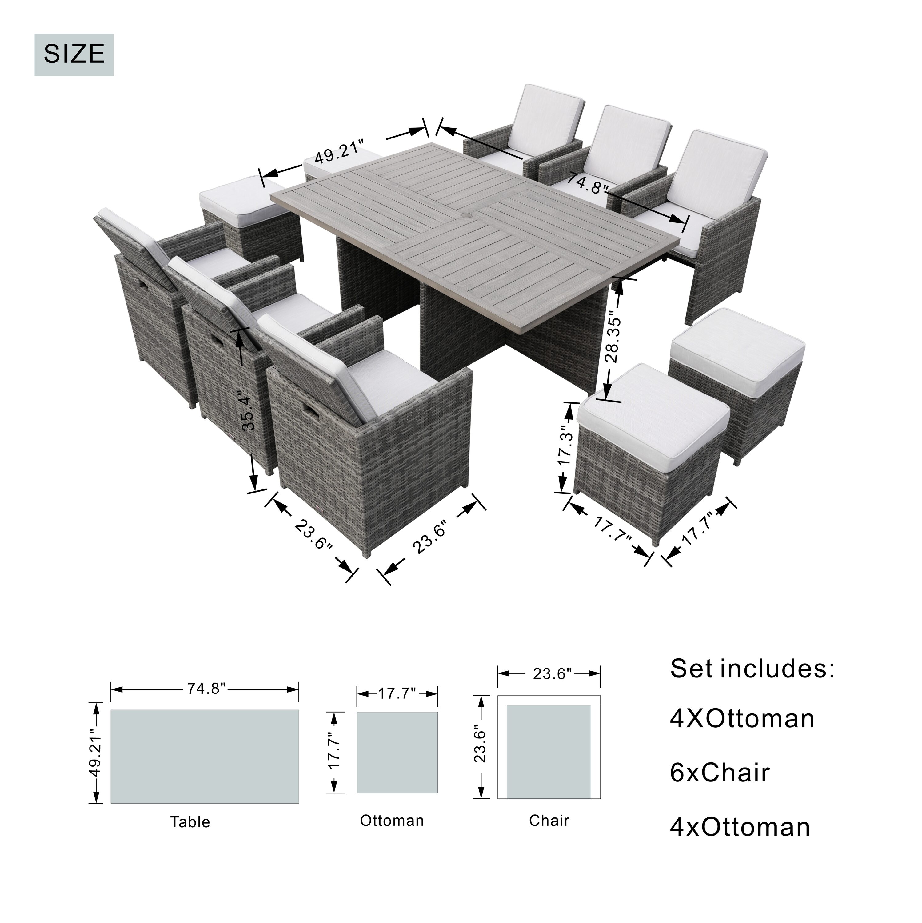 Direct Wicker DWD-3234-GR Patio-Dining-Sets - View #7