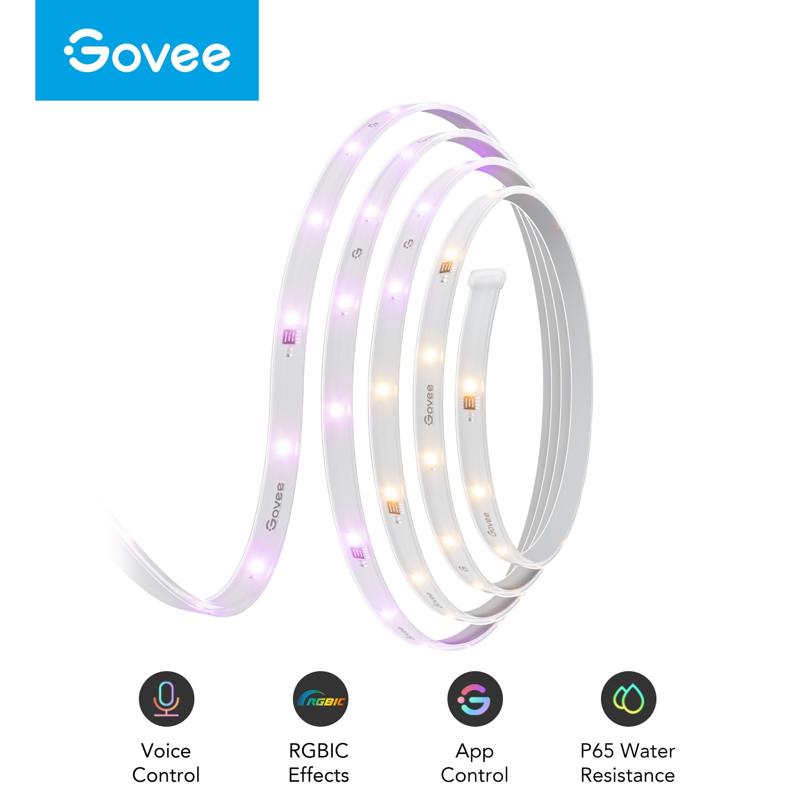 Govee LED Strip Lights RGBIC, 16.4ft Bluetooth Color Changing Lights with  Segmented App Control, Music Sync (Plastic,Adopter)