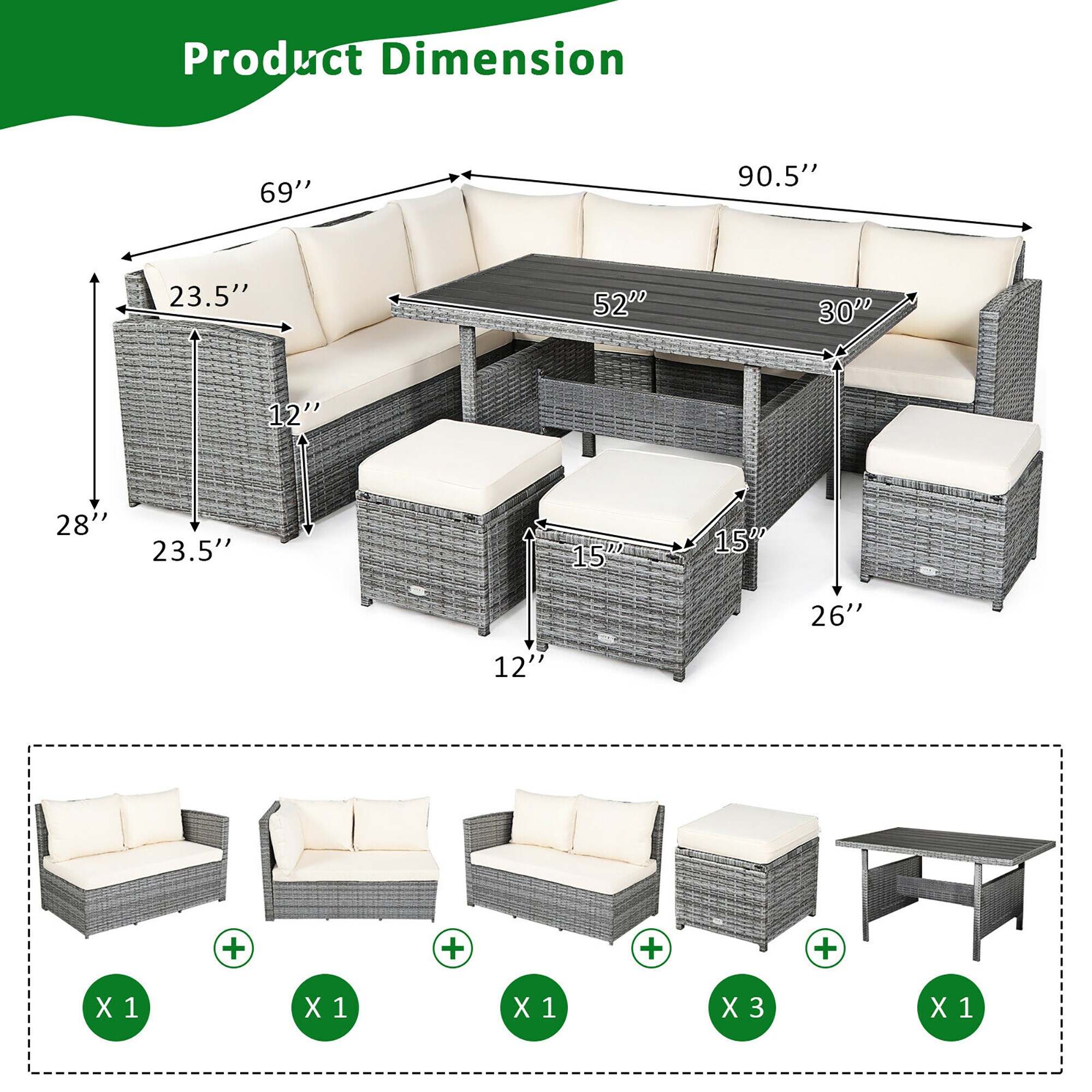 Forclover HYFL-90WH Patio-Conversation-Sets - View #7