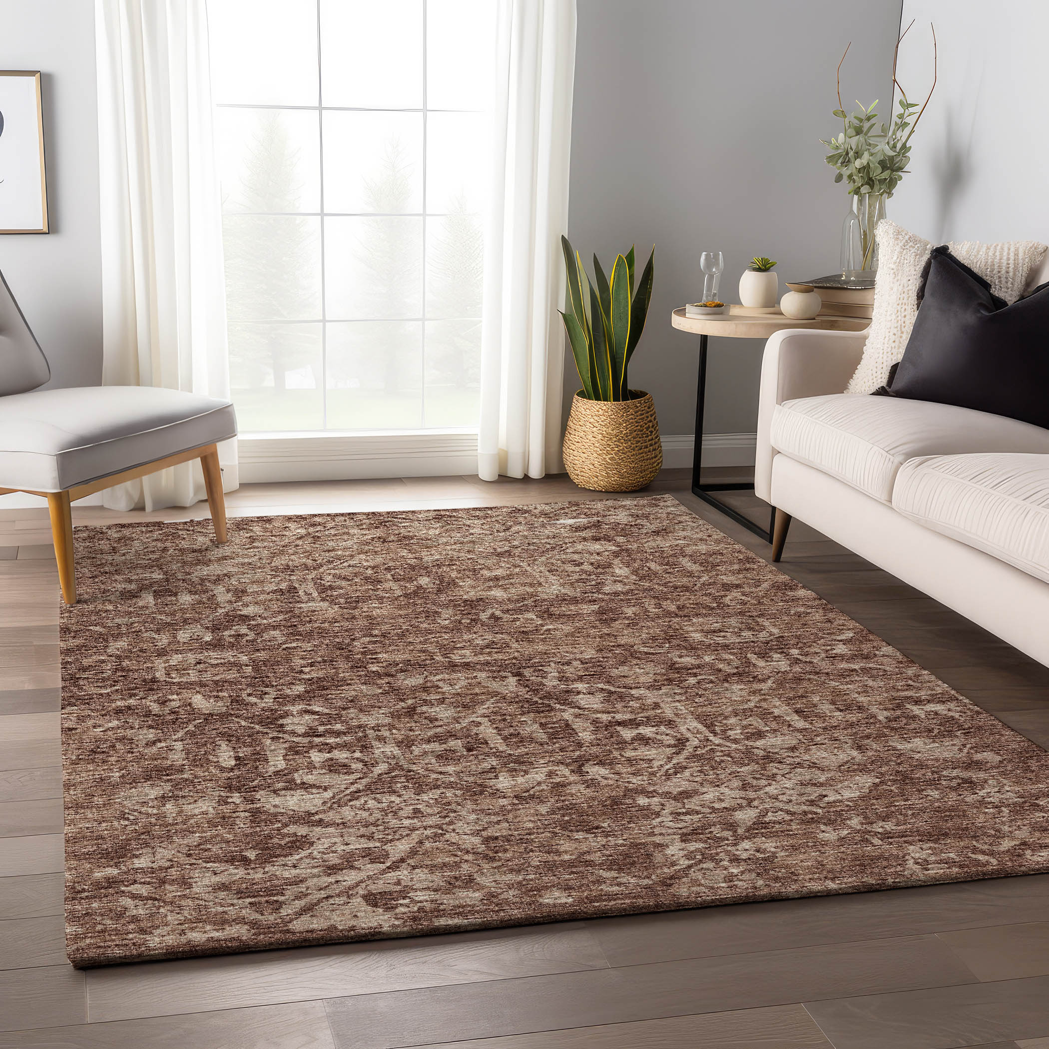 Addison Rugs AMF40CH10X14 Mayfield AMF40CH 10 x 14 (ft) Loomed Polyester Chocolate Rectangular Indoor Abstract Machine washable Area rug