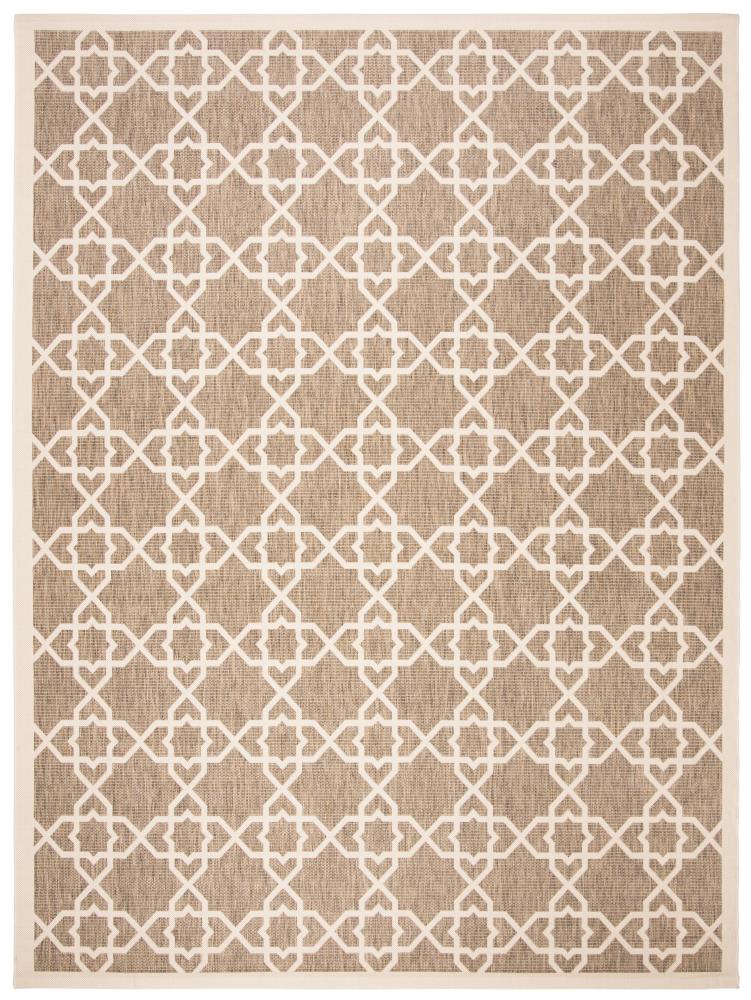 Safavieh CY6032-242-9 Courtyard Rouen 9 x 12 (ft) Loomed Polypropylene Brown/Beige Rectangular Indoor/Outdoor Geometric Coastal Wash with water Area rug