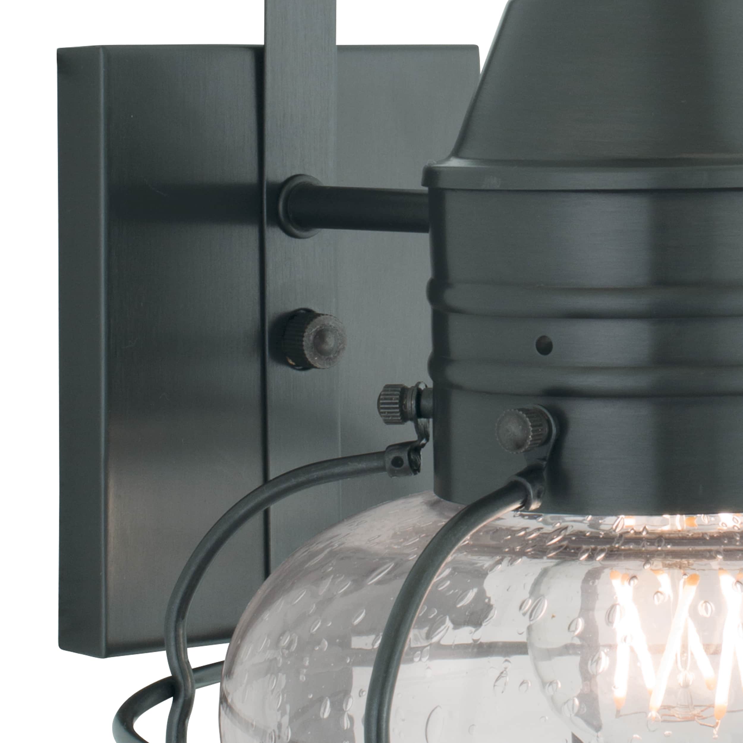 Gunmetal Seeded Glass 1-Light Dimmable Outdoor Wall Sconce
