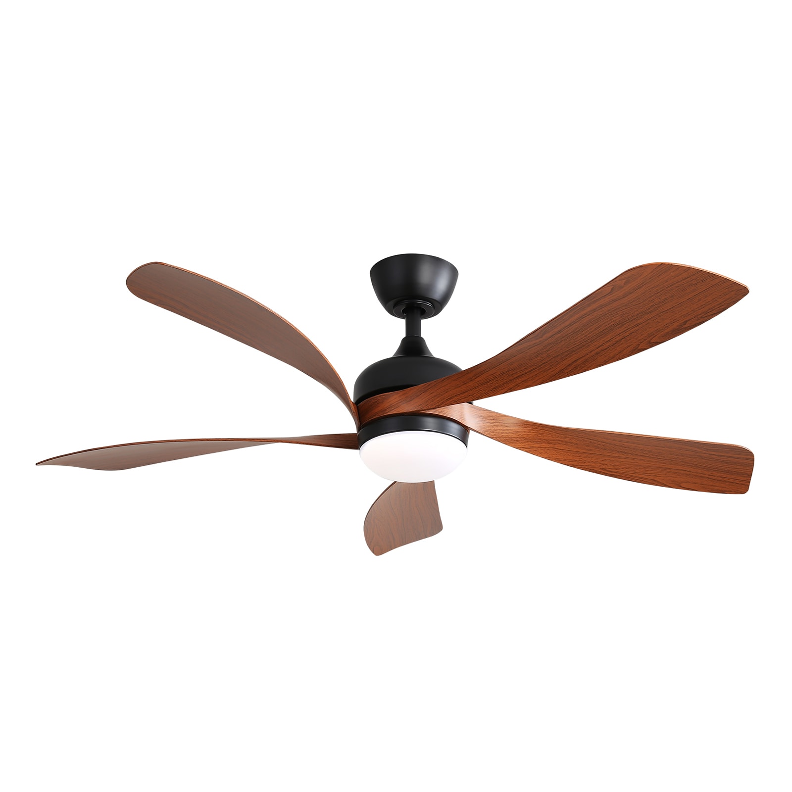 Tatayosi DJ-P187537 52 Inch Indoor Ceiling Fan With 3 Color Dimmable 5 ABS Blades Remote Control Reversible DC Motor Black With Led Light