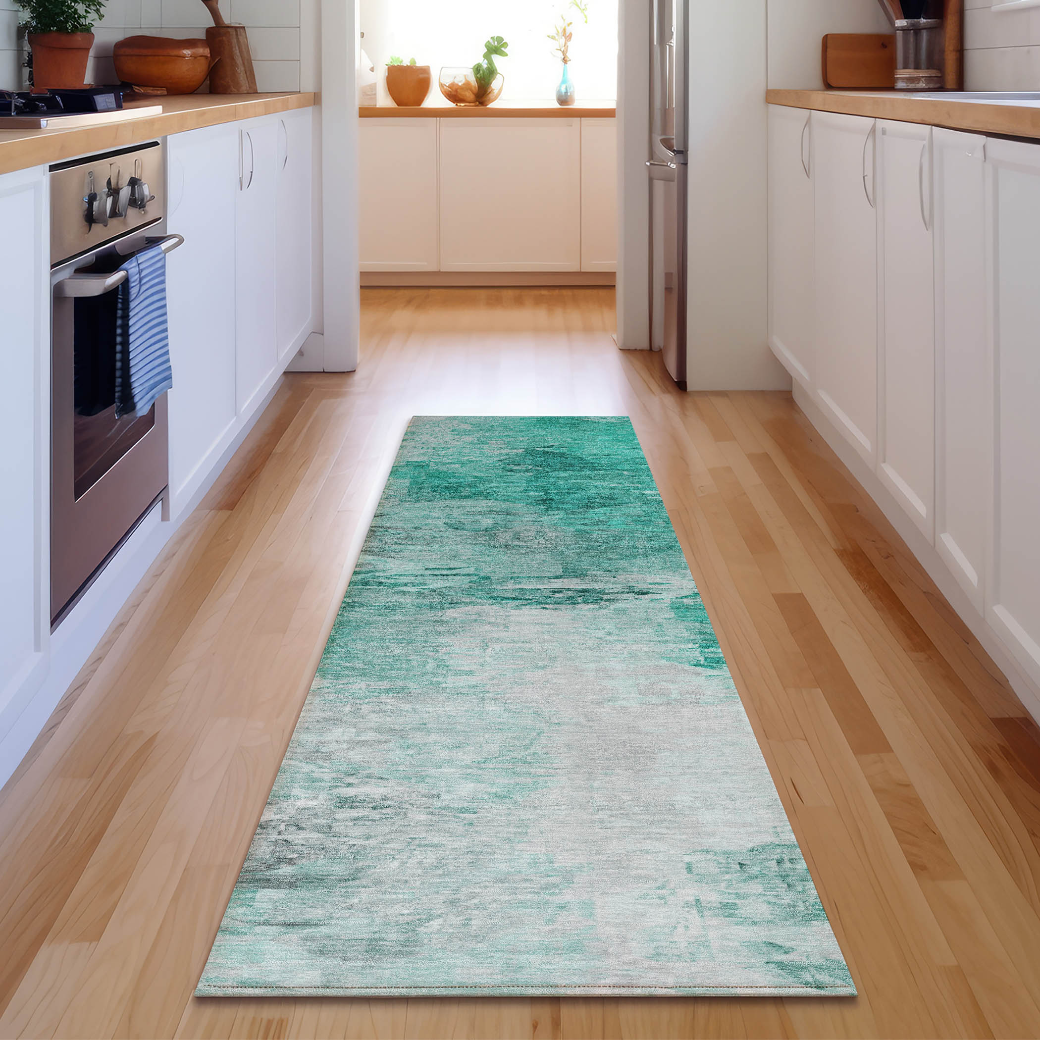 Addison Rugs AMF595TE2X8 Mayfield AMF595TE 2 x 7 (ft) Loomed Teal Rectangular Indoor Geometric Machine washable Pet Friendly Area rug