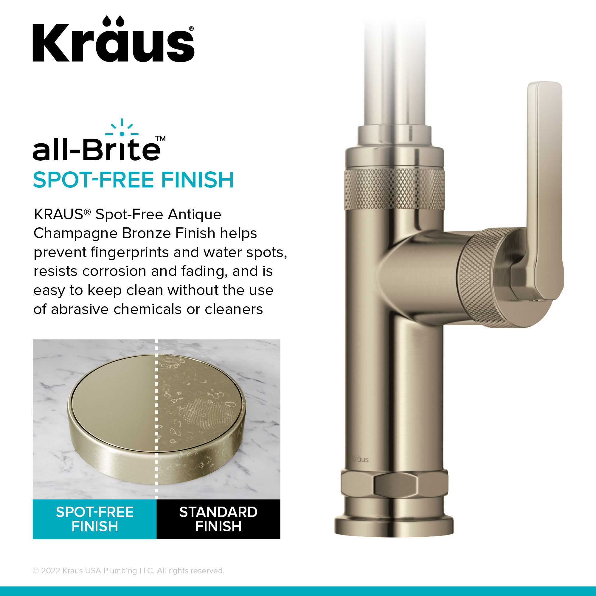 Kraus Allyn Spot Free Antique Champagne Bronze Single Handle High-arc Kitchen  Faucet in the Kitchen Faucets department at