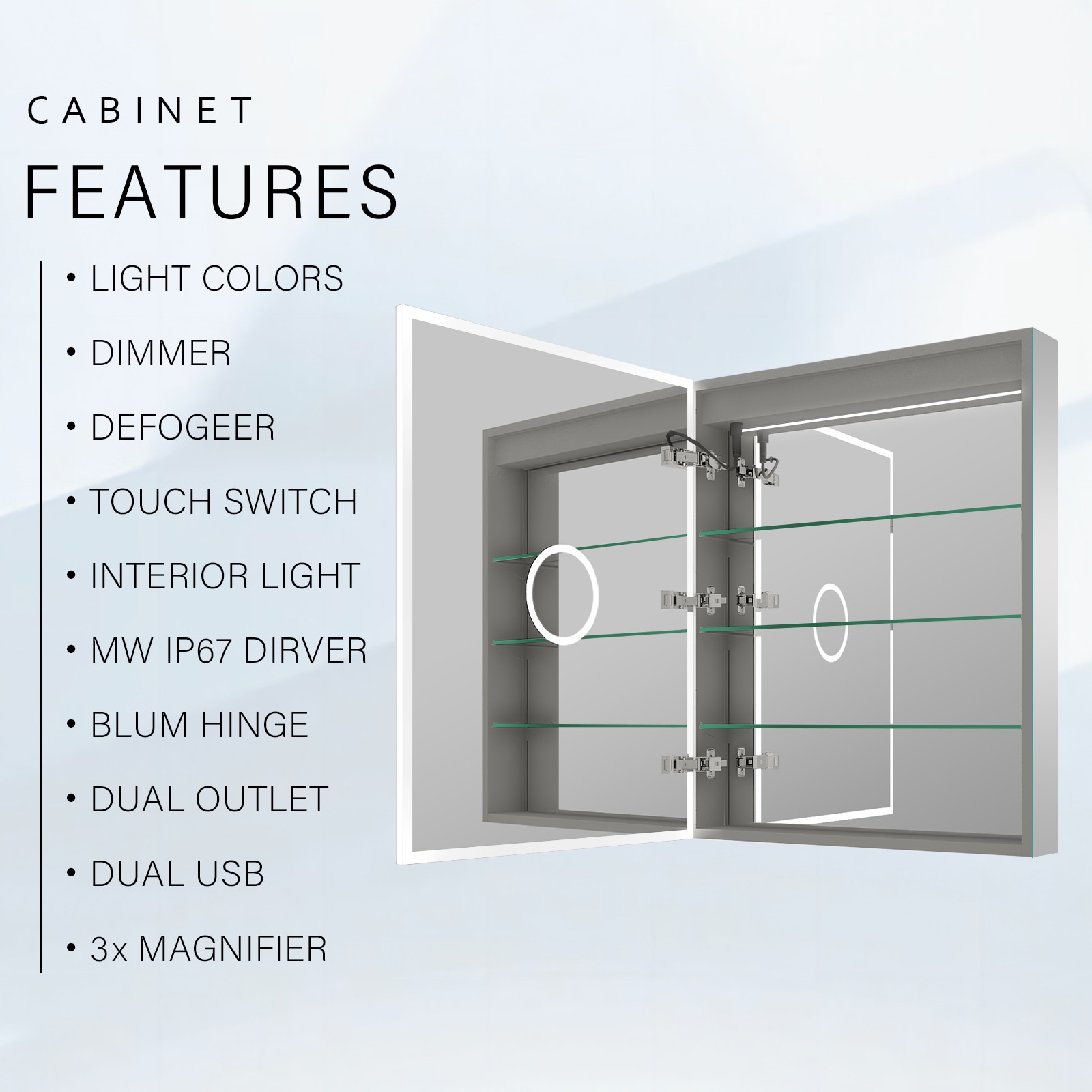Forclover MEAM-EL2430L Bathroom-Medicine-Cabinets - View #9