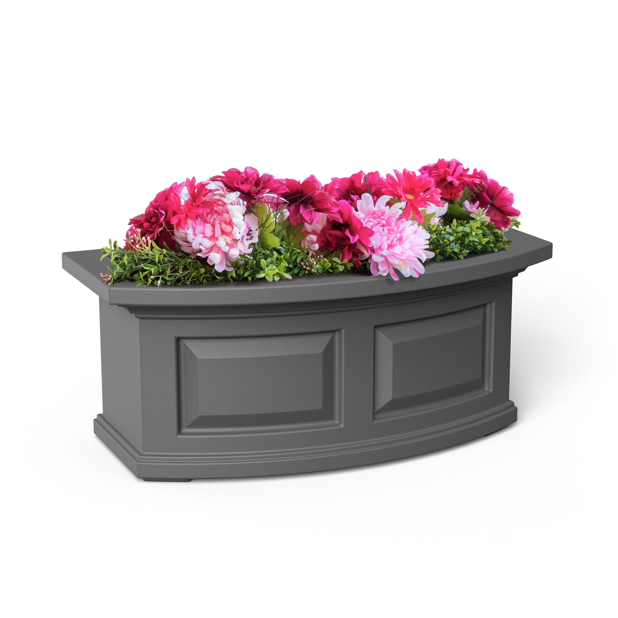Mayne 4829-GRG Rectangle 11.7-in W Medium Gray Resin Outdoor Window Box With Drainage Holes Self Watering