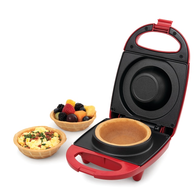 Salton Red Waffle Bowl Maker, Touch Control, Non-Stick, Easy-to-Clean, Even Heat Disbursement, Locking Latch