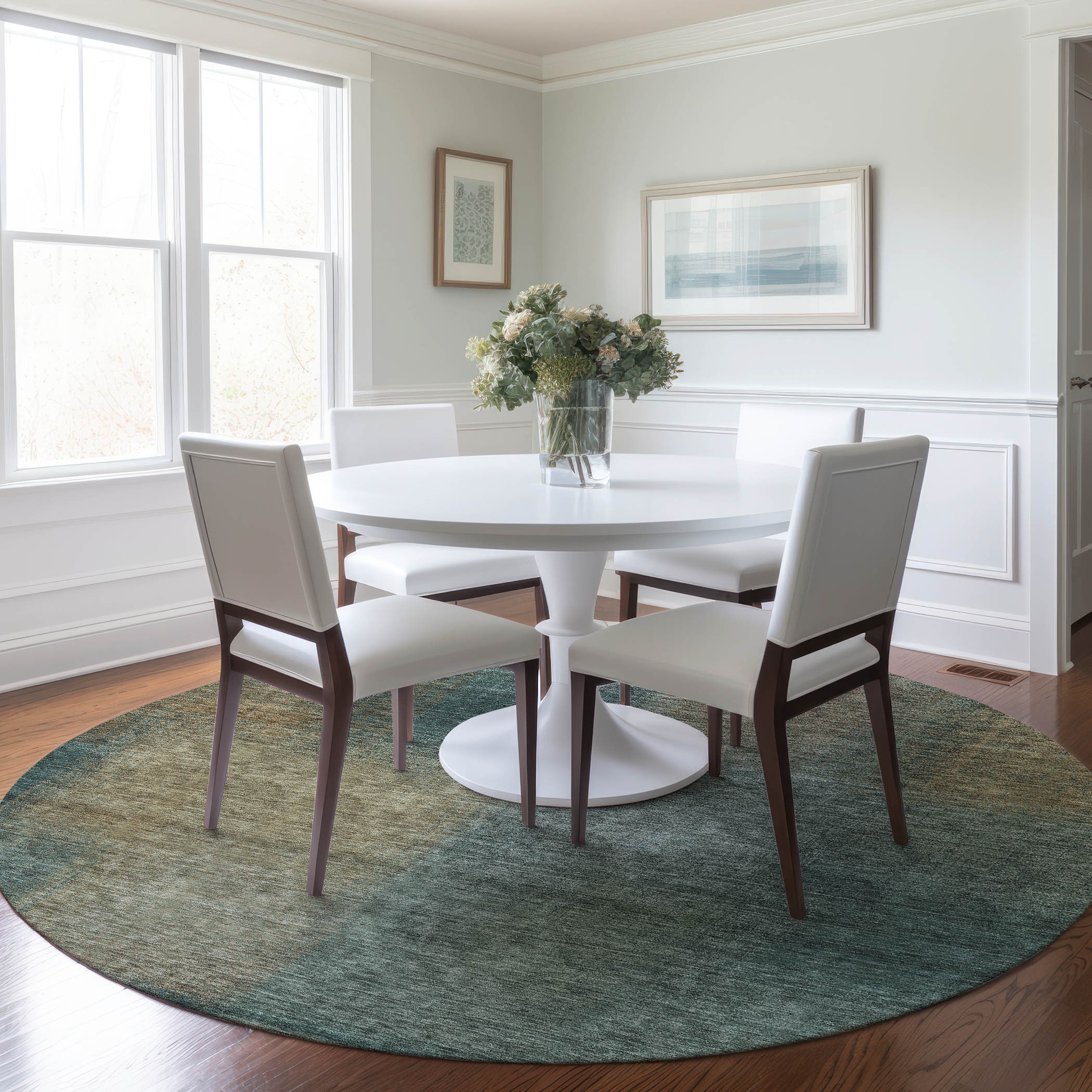 Addison Rugs ACN742TE8RO Chantille ACN742TE 8 x 8 (ft) Polyester Teal Round Indoor/Outdoor Geometric Machine washable Area rug