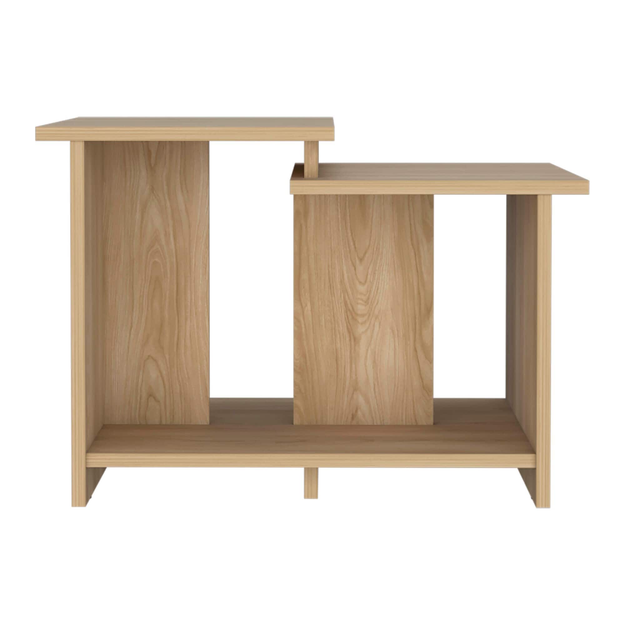 Miki Shinly SYA-0965-03MI MultiUse SleekFrame End Table 23.6-in W x 16.6-in H Light Oak Wood Rectangular Modern End Table with Storage Assembly Required