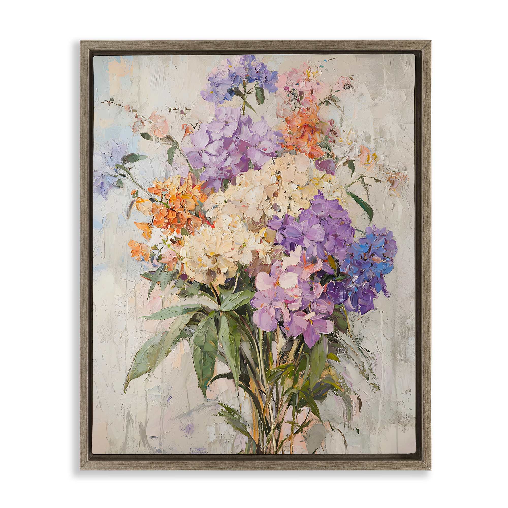 Stupell Industries BT-767-FFE-16X20 Abstract Hydrangea Clusters Brown Framed Floater Canvas Wall Art By Franklyn Gregory 17 x 21