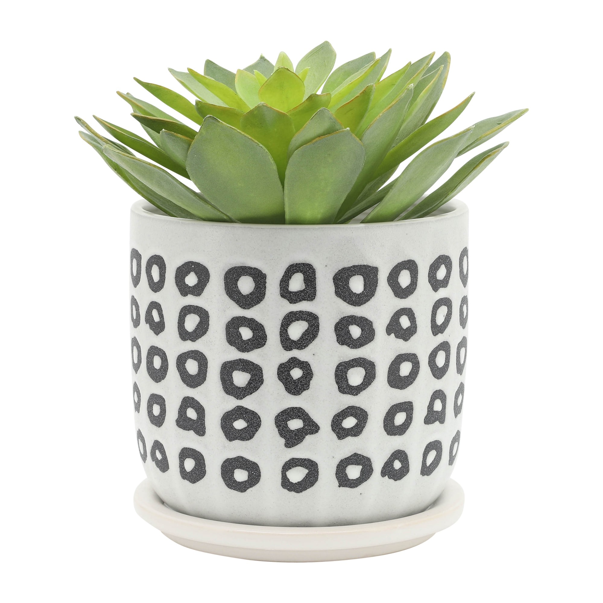 Yiekholo LL-1577AA 2 -Pack Round 6.0-in W x 6-in H x 6-in D Black Ceramic Indoor/Outdoor with Self Watering Planter