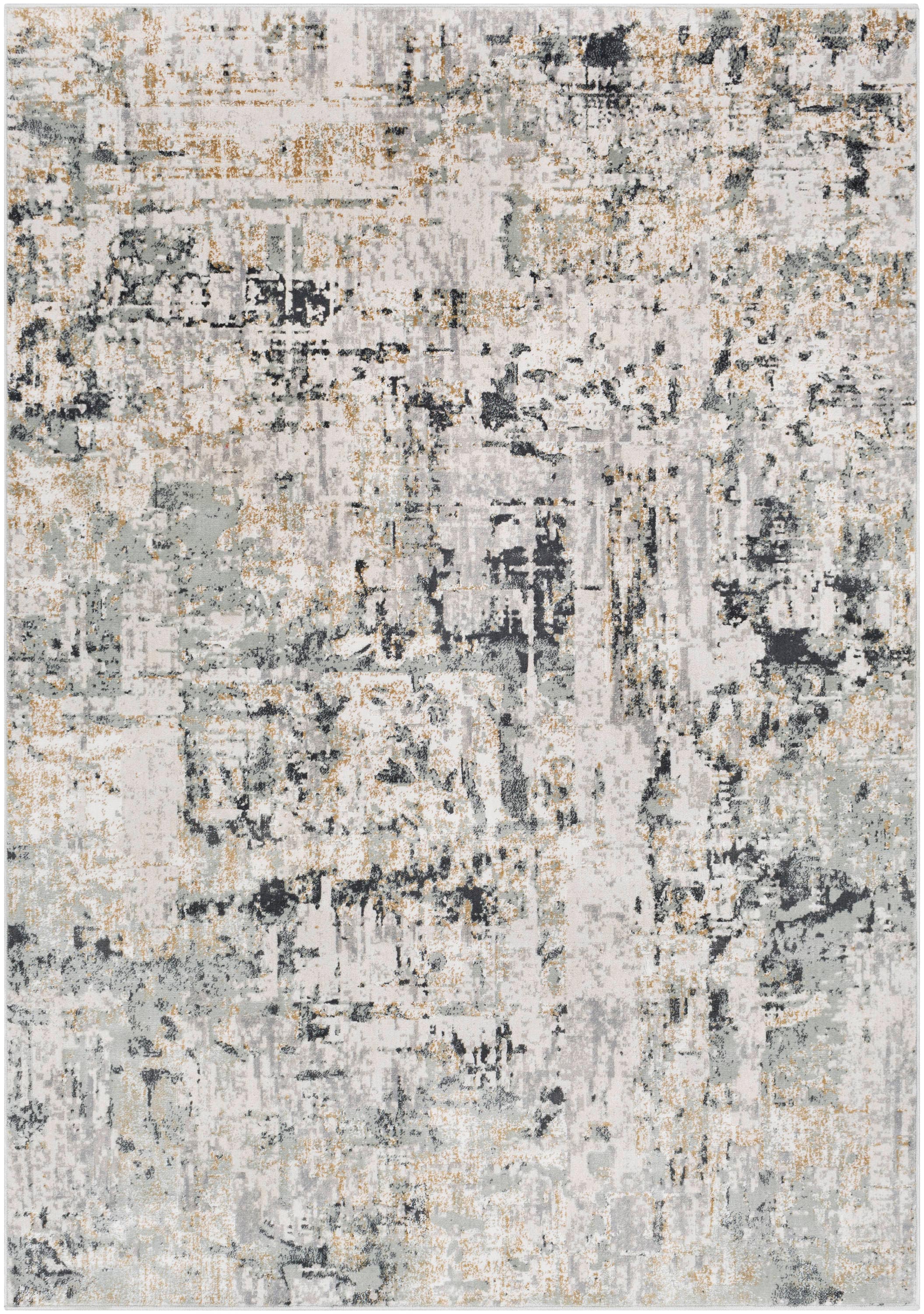 Livabliss QUA2302-5373 Quatro 5 X 8 (ft) Silver Gray Indoor Abstract Industrial Area Rug