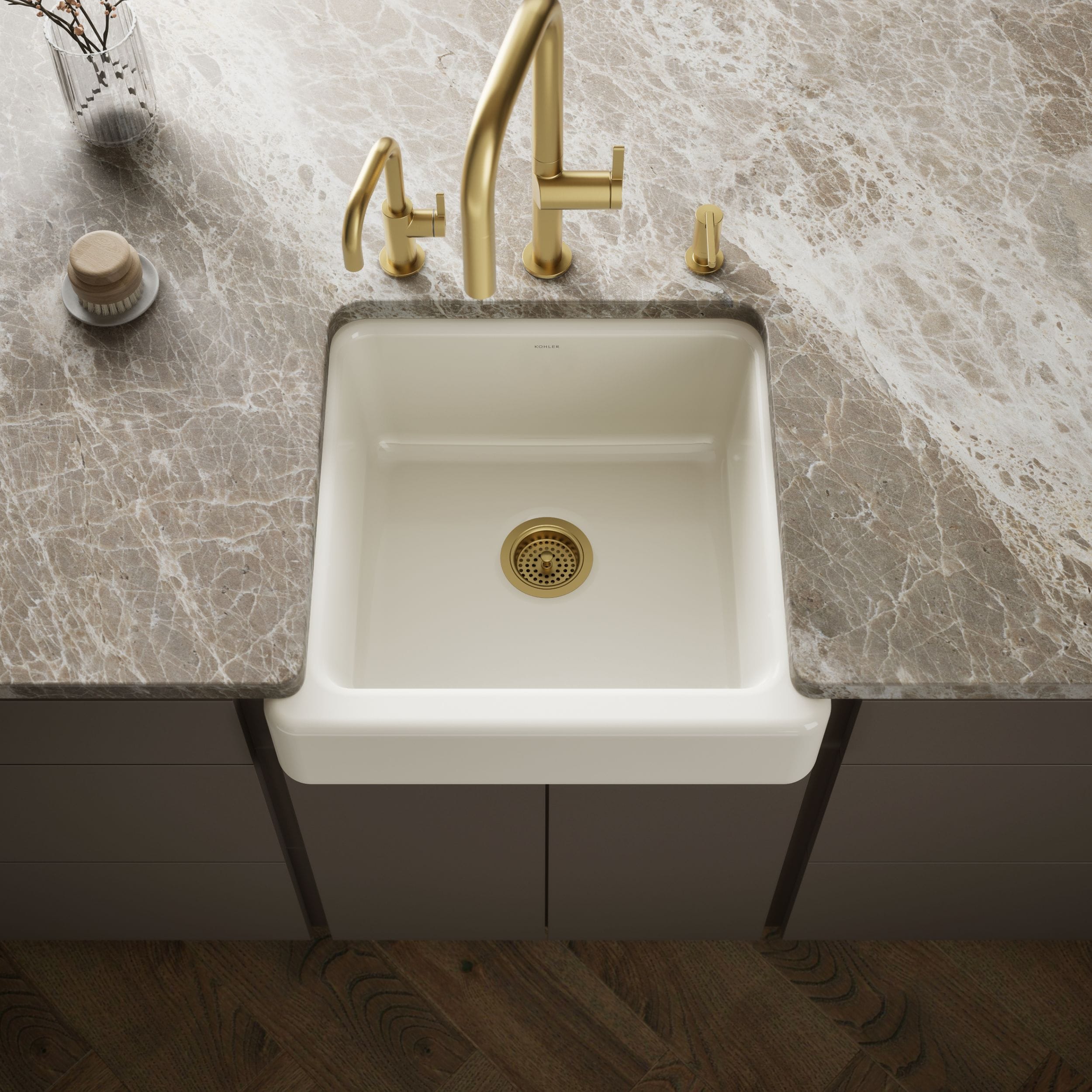 KOHLER Whitehaven Undermount 23.49-in x 21.58-in Cast iron Single bowl Kitchen Sink
