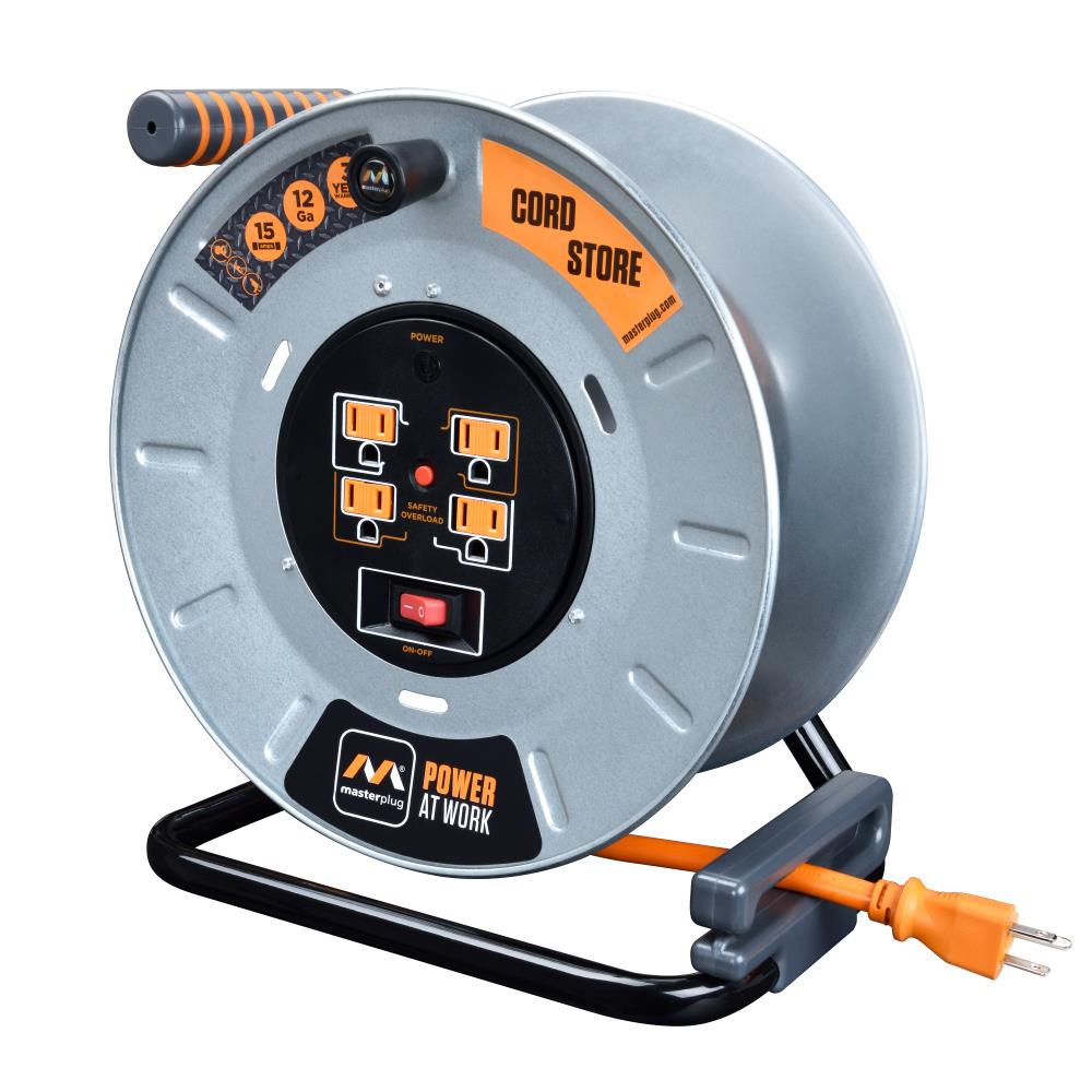 Masterplug 1Ft 4 Sockets 15A 12Awg Large Open Metal Reel at Lowes.com