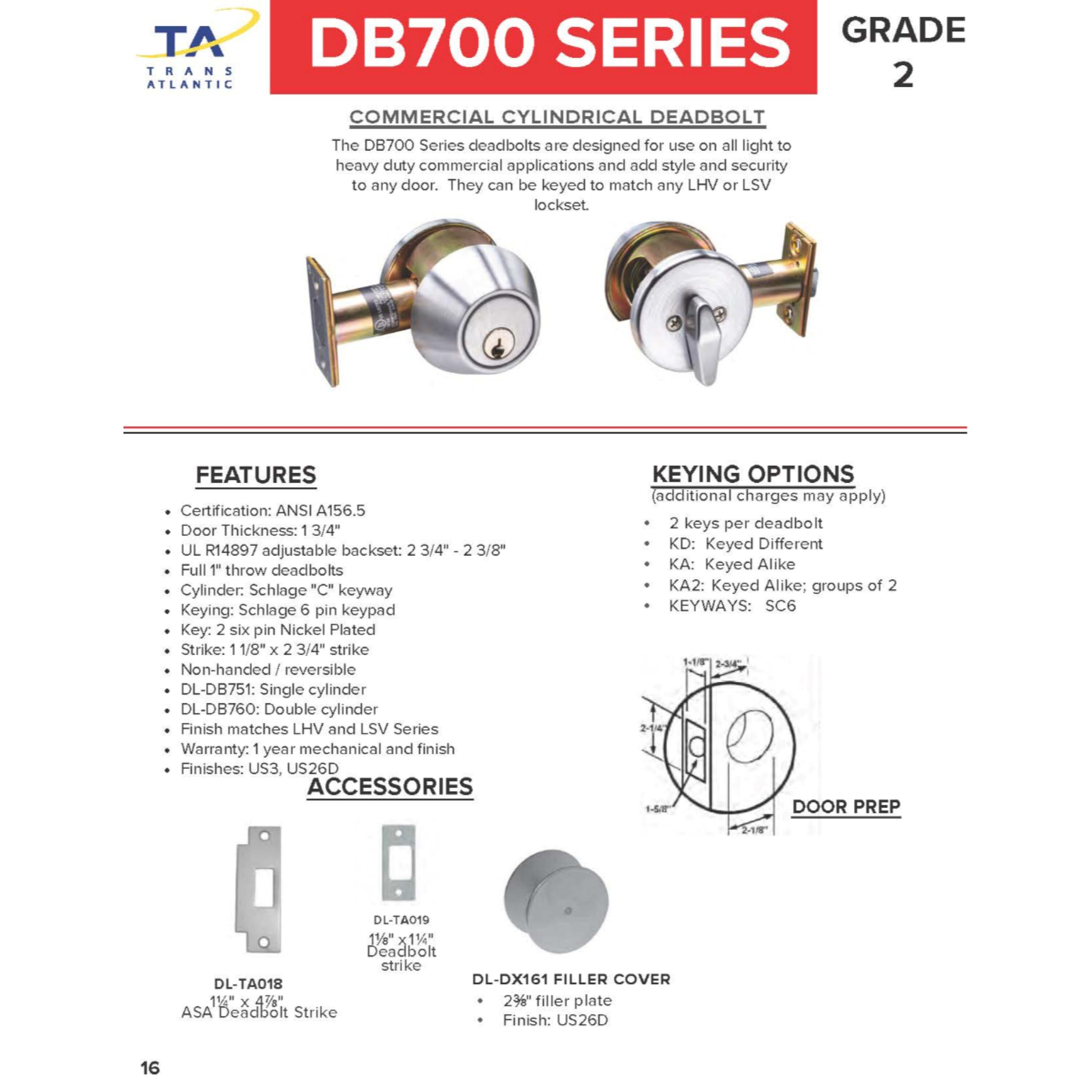 Trans-Atlantic Co DL-DB751-US26D Door-Deadbolts - View #5