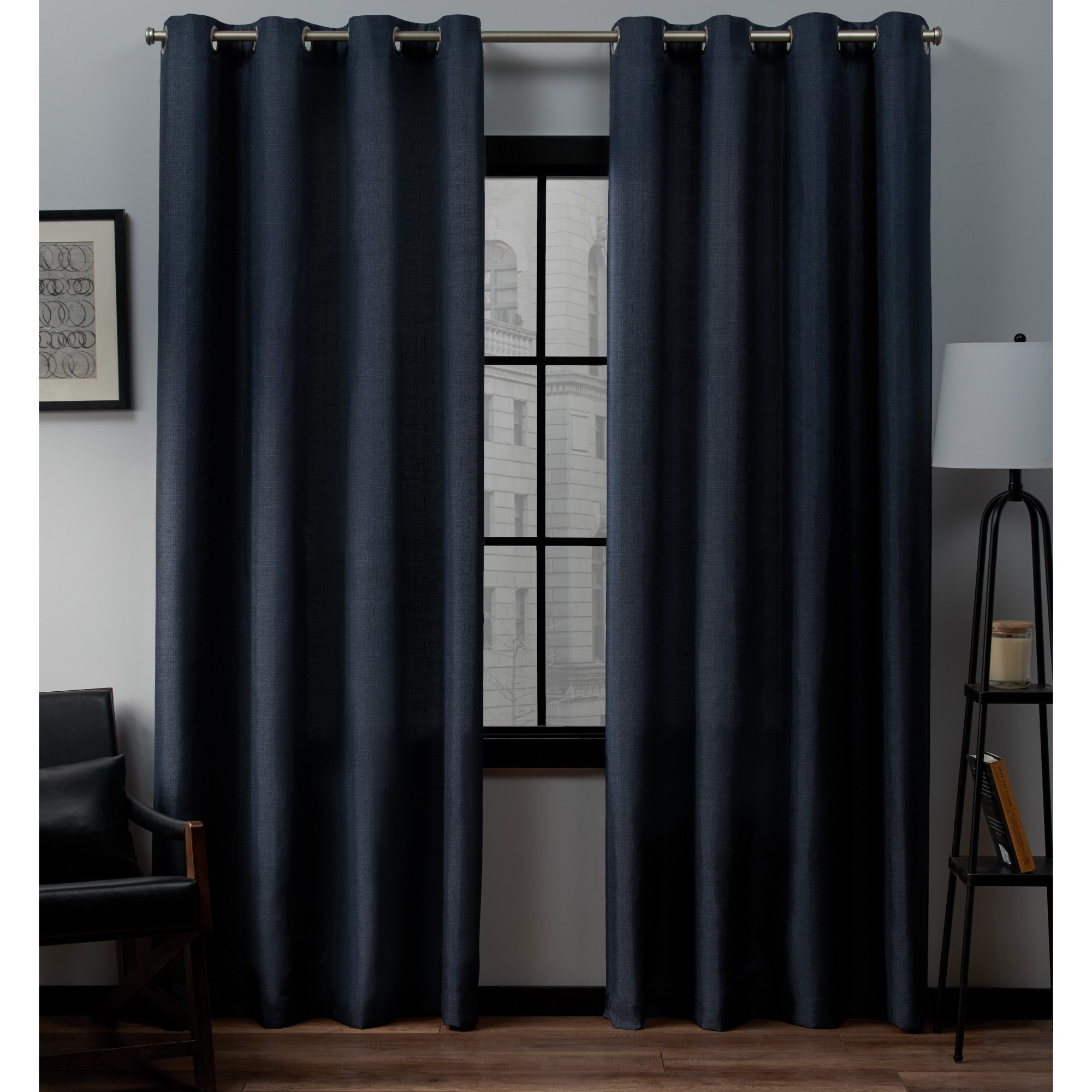 Exclusive Home EH8091-07 2-84G 84-Inches Peacoat Blue Light filtering Grommet Curtain panel pair