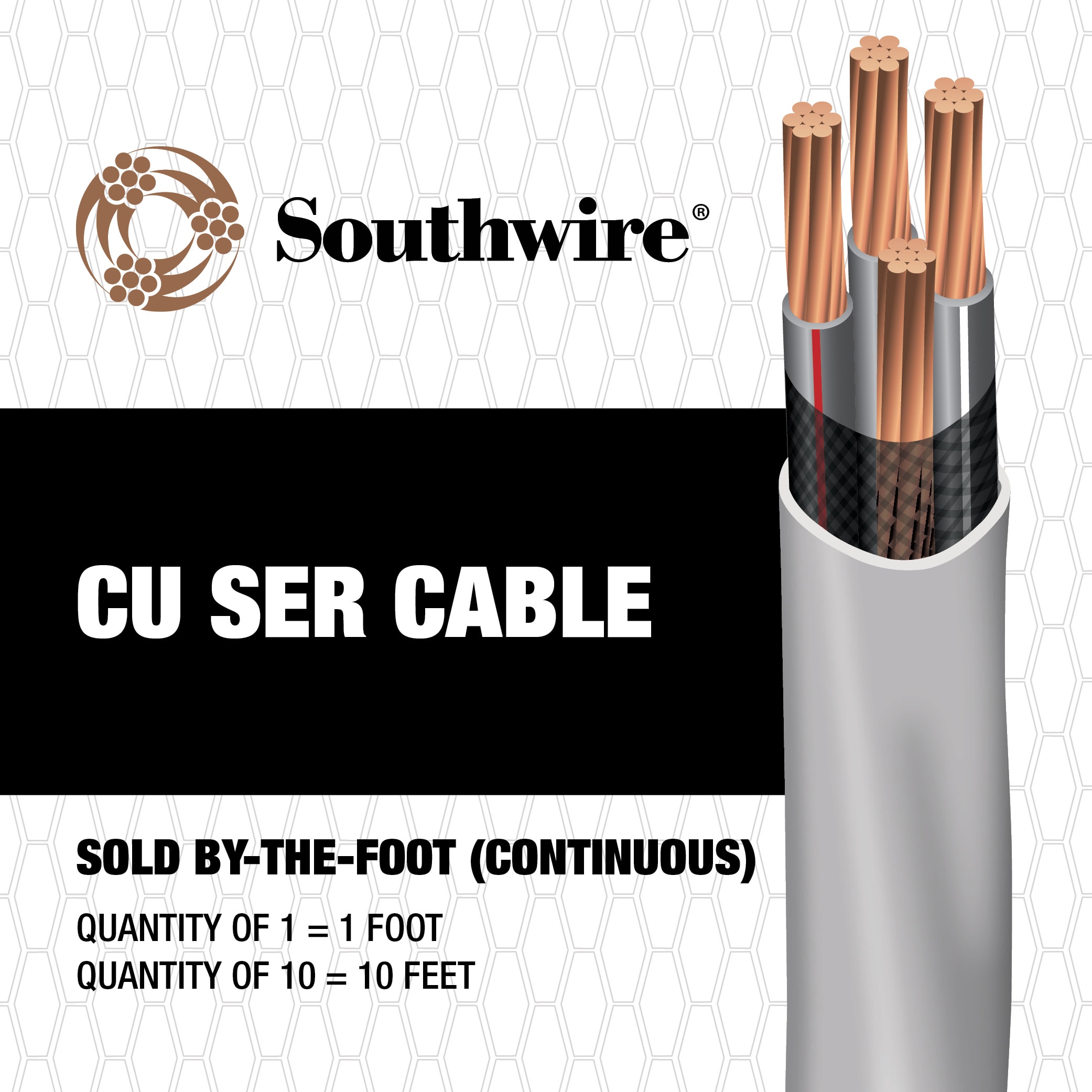 3-3-3-5 Copper SER Service Entrance Cable Gray 600V Lengths 25' to 1000'