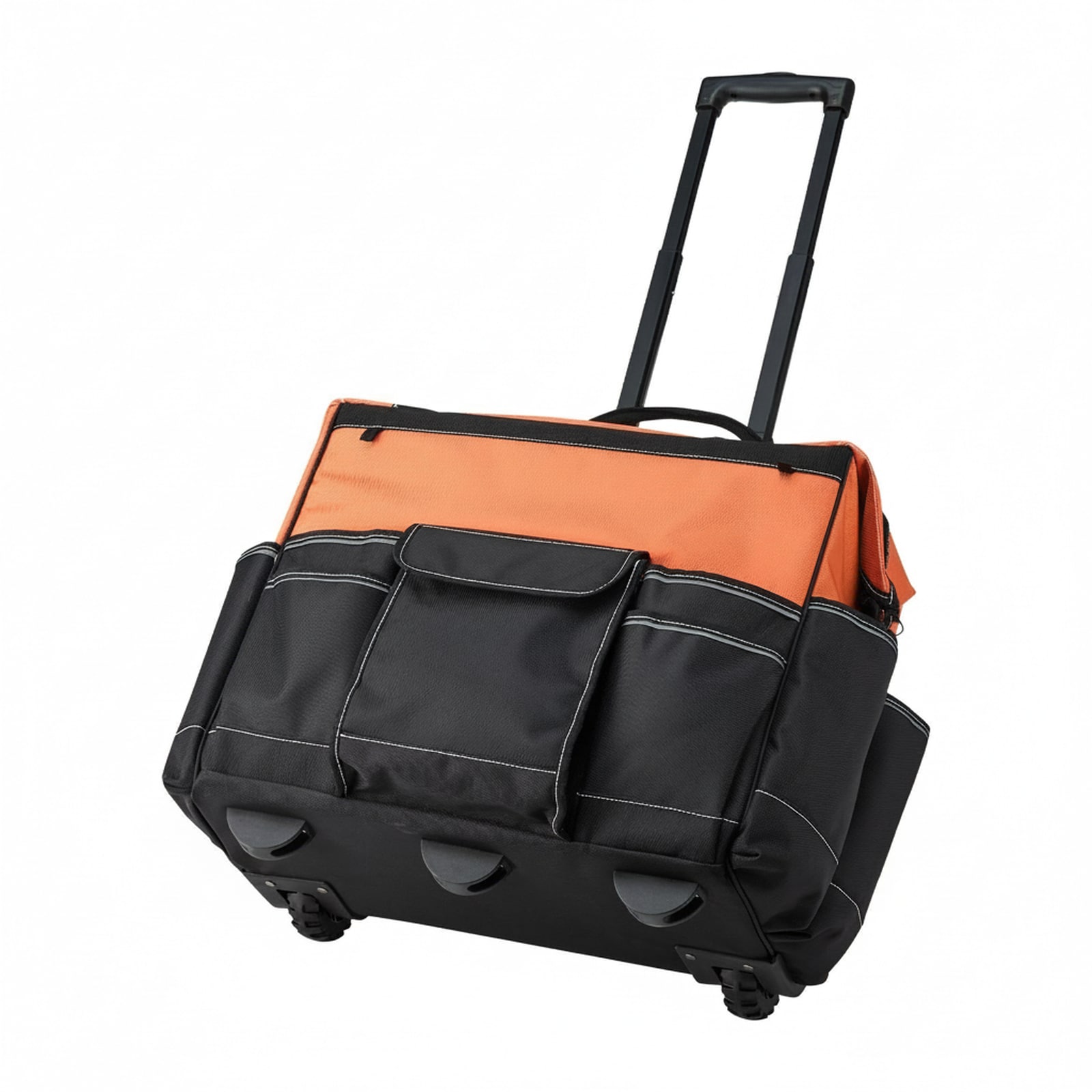 GIVIMO Rolling Tool Bag 110-lb Load Capacity 27 Pockets Heavy Duty Roller Tool Bag on Wheels Adjustable Telescoping Handle Stable Base Toolbag Organizers with Wheels for Construction