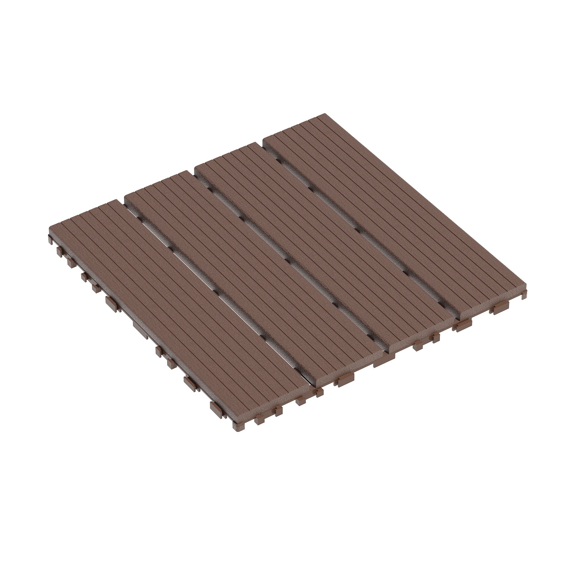 Wudkey 12in x 12in Brown Interlocking Decking Tiles 44 Pack