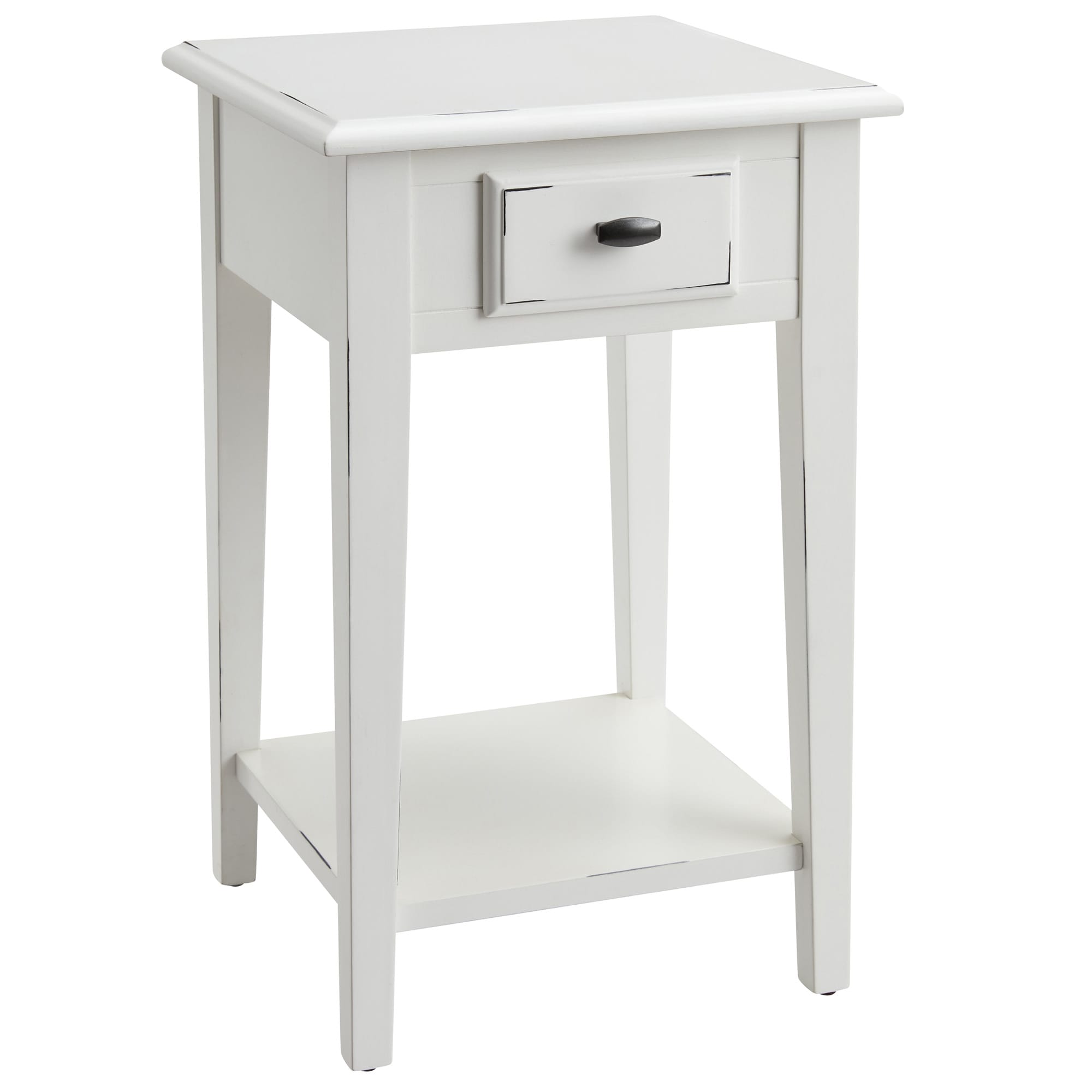 Leick Home 214379 15-in W x 24-in H Farmhouse White Wood Square Farmhouse End Table Assembly Required