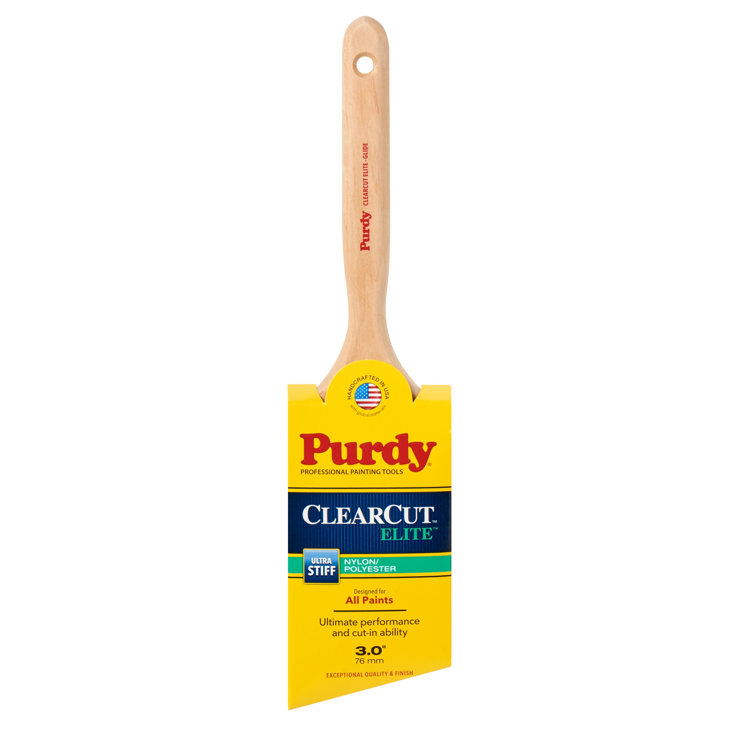 Purdy 144152830 6-Pack Clearcut Elite Glide 3-in Reusable Nylon- Polyester Blend Angle Paint Brush (General Purpose Brush)