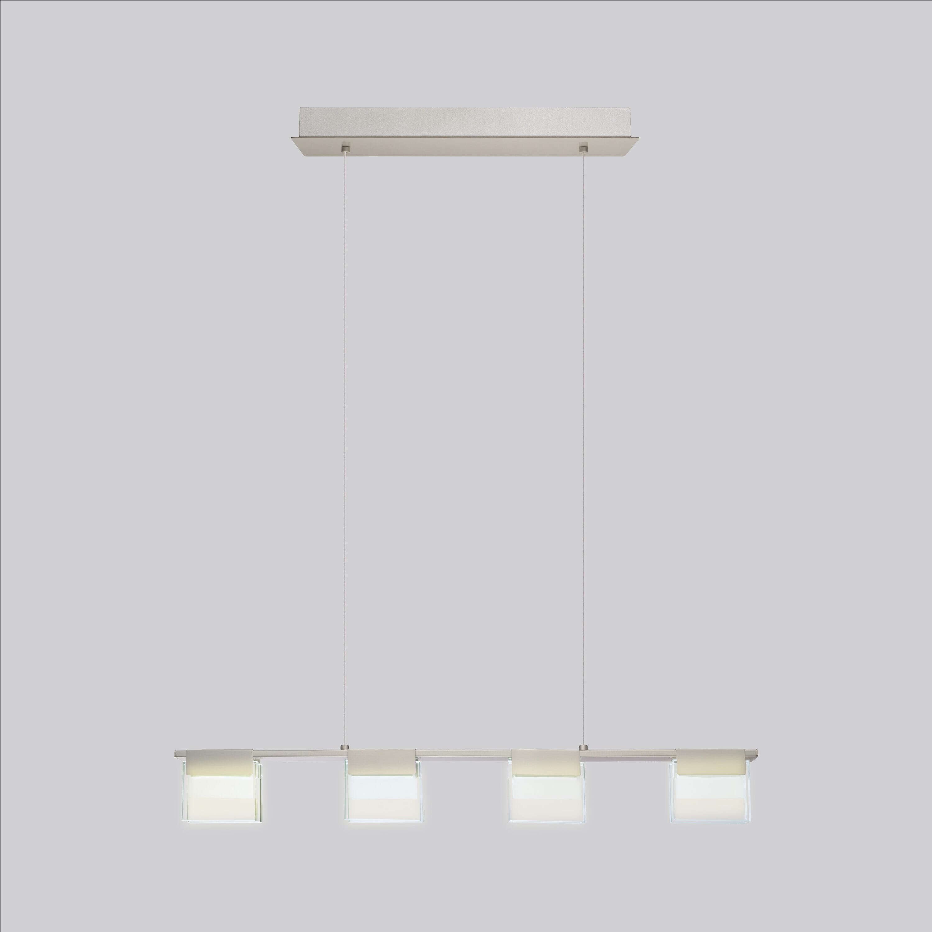 EGLO Vicino 4-Light Matte Nickel Transitional Clear Glass Geometric LED ...