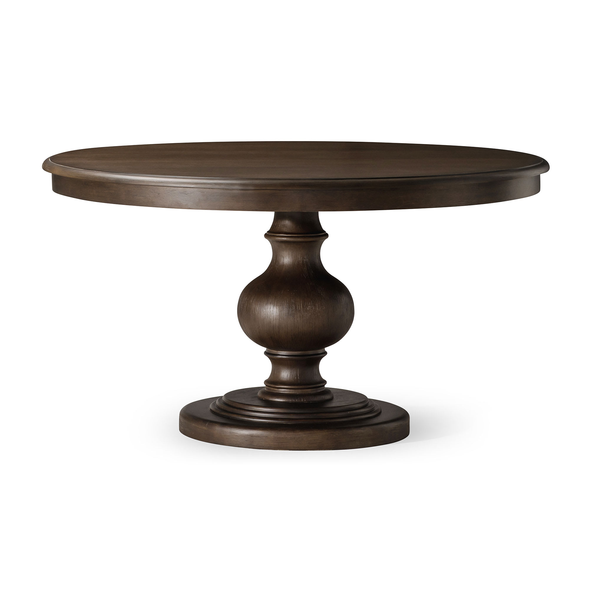 Maven Lane 393584 Zola Traditional Large Round Circle Wooden Pedestal Dining Table for Modern Kitchen Bistro or Card Table in Antiqued Brown Finish